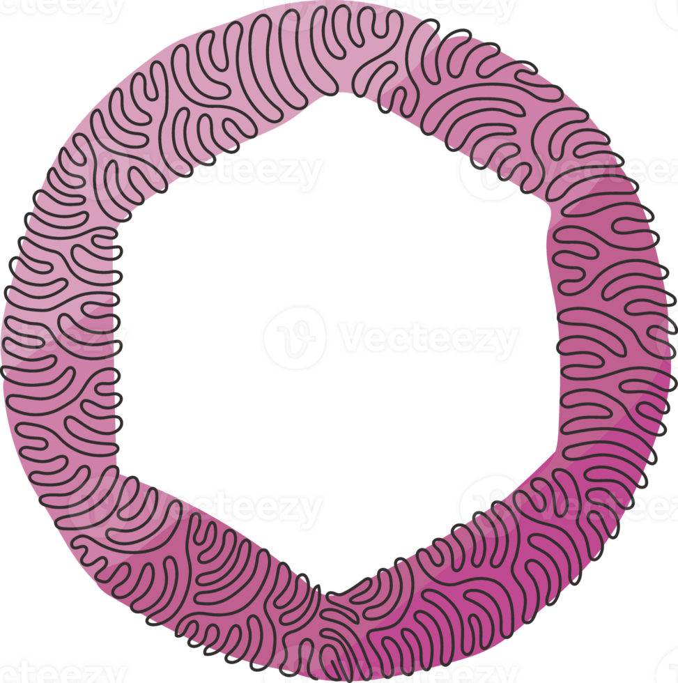 kontinuierlich einer Linie Zeichnung Hand gezeichnet Hexagon, leer Zeichnung Rahmen isoliert, schwarz kritzeln Linien, Single Hexagon. Strudel locken Kreis Stil. Single Linie zeichnen Design Illustration png