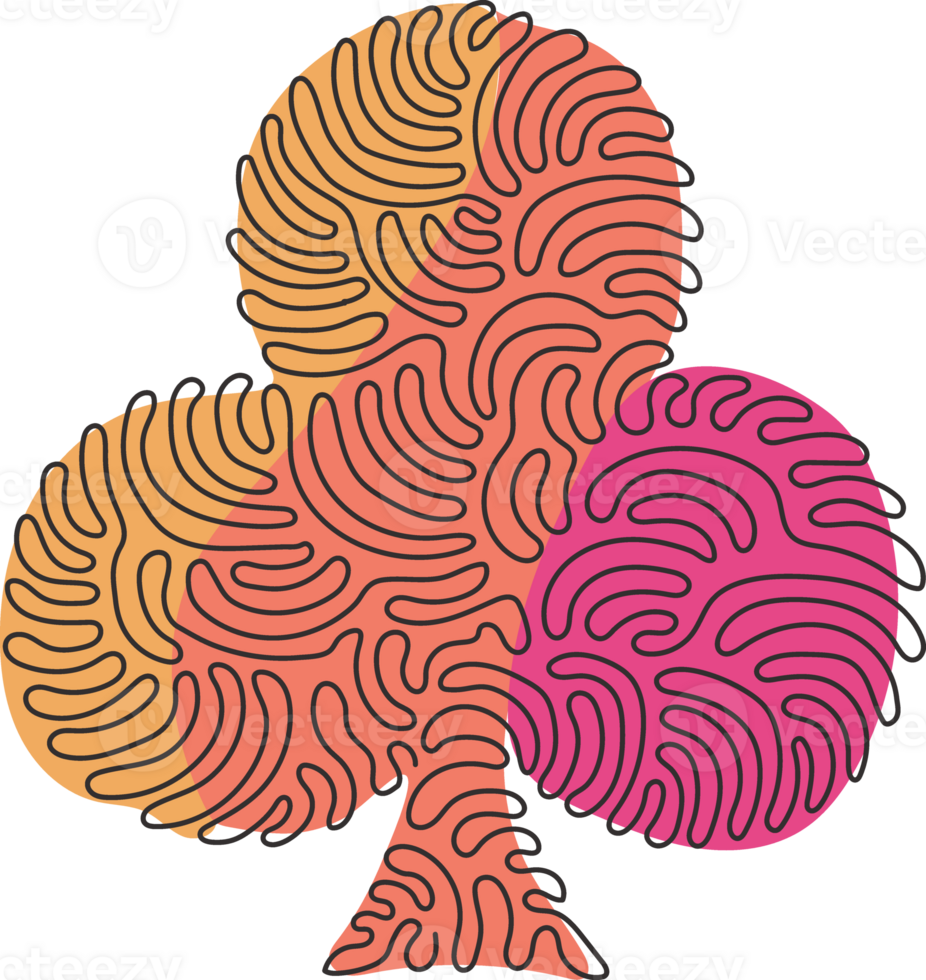 Single kontinuierlich Linie Zeichnung Poker spielen Karten passen Verein Design gestalten Single Symbol. Vereine passen Deck von spielen Karte benutzt zum As im Kasino. Strudel locken Stil. einer Linie zeichnen Illustration png
