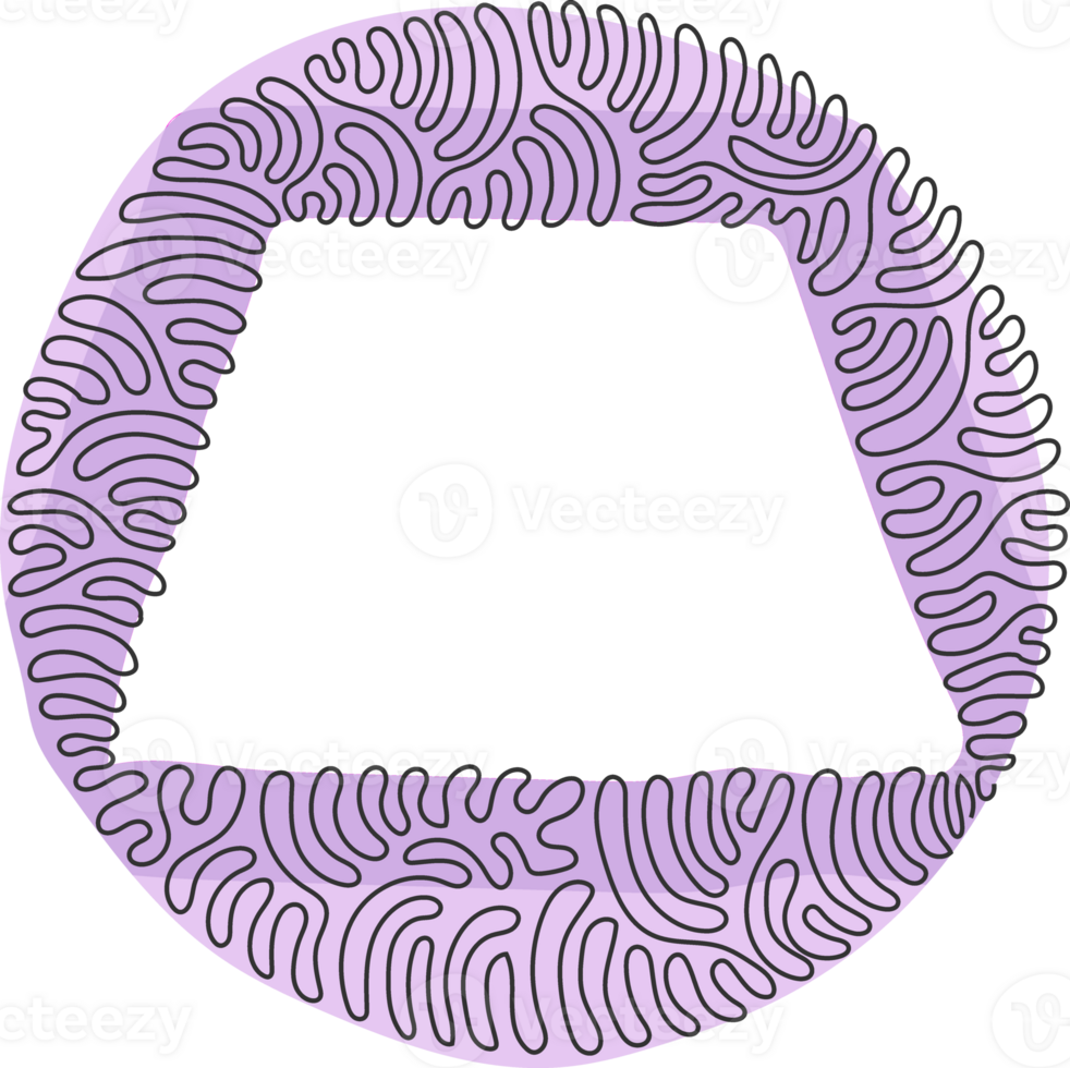 Single continuous line drawing geometric shapes, trapezoid icon. Simple line, outline 3d figures icons for ui and ux. Swirl curl circle style. One line draw graphic design png