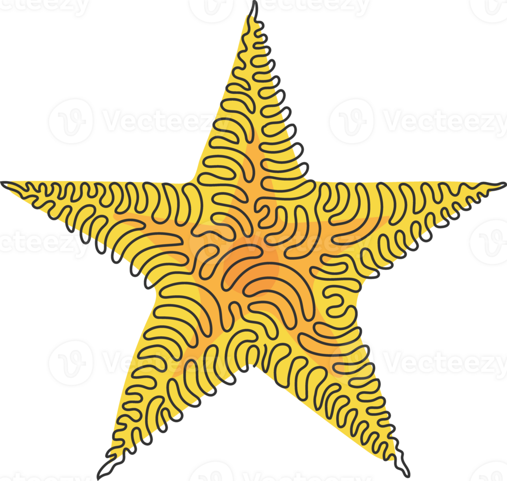Single one line drawing geometric shapes, star icon. Simple line, outline 3d figures icons for ui and ux, website or mobile application. Swirl curl style. Continuous line draw design png