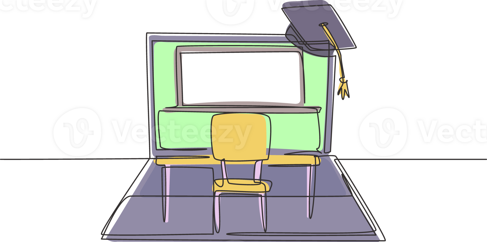 Single continuous line drawing hijab female patient sitting curled up on sofa, using blanket, holding mug and there is female doctor walking out of smartphone, holding clipboard. One line draw graphic png