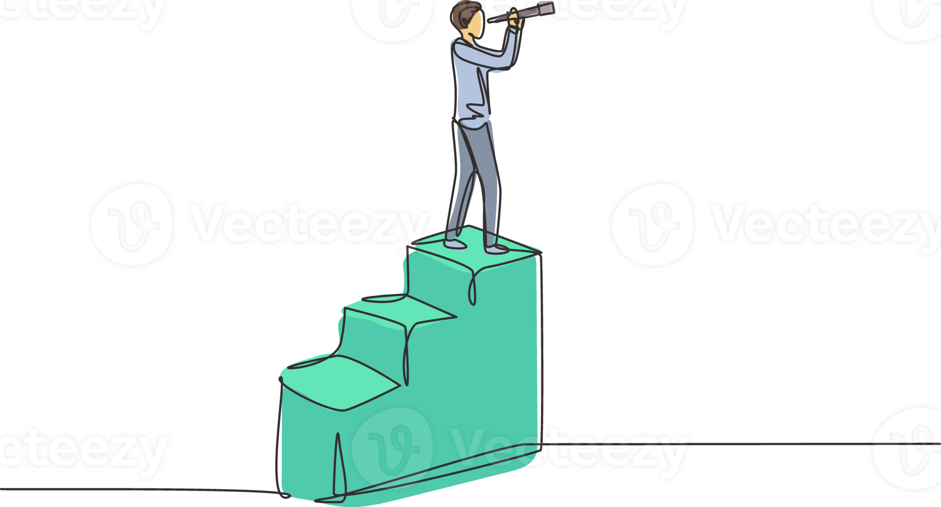 Single one line drawing vision concept in business of businessman and