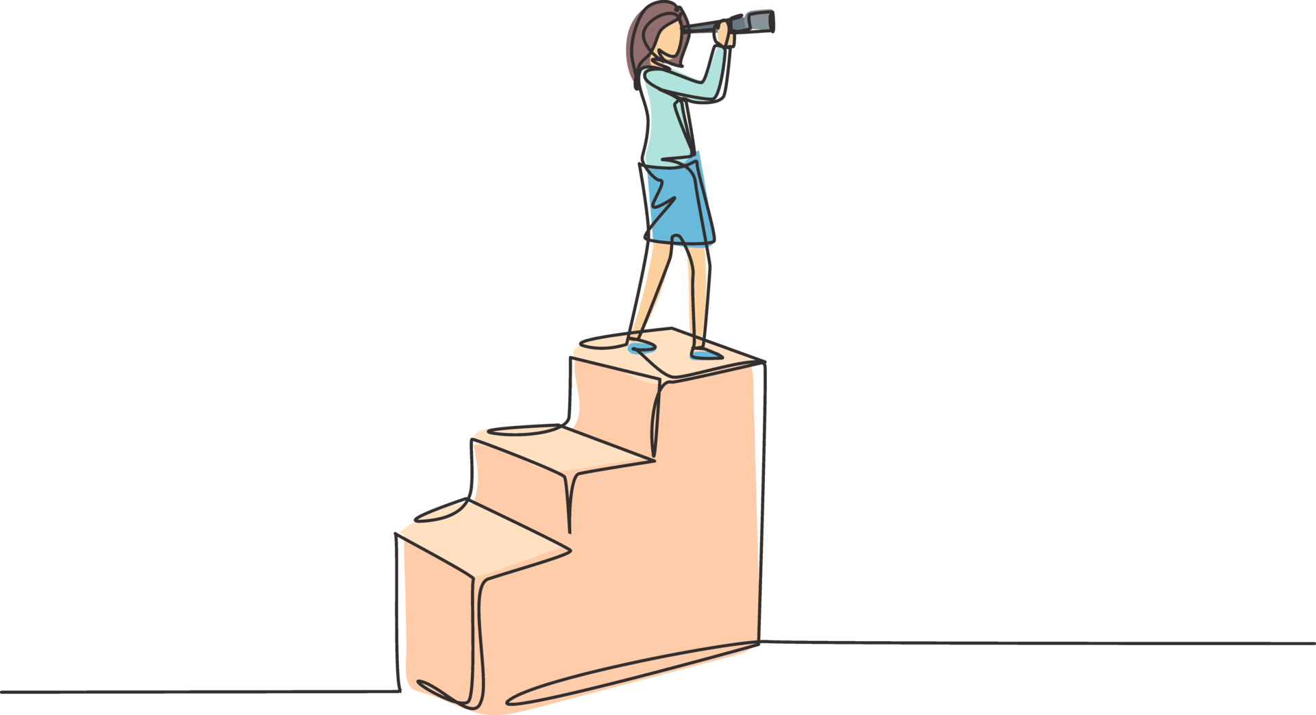 Single continuous line drawing vision concept in business of