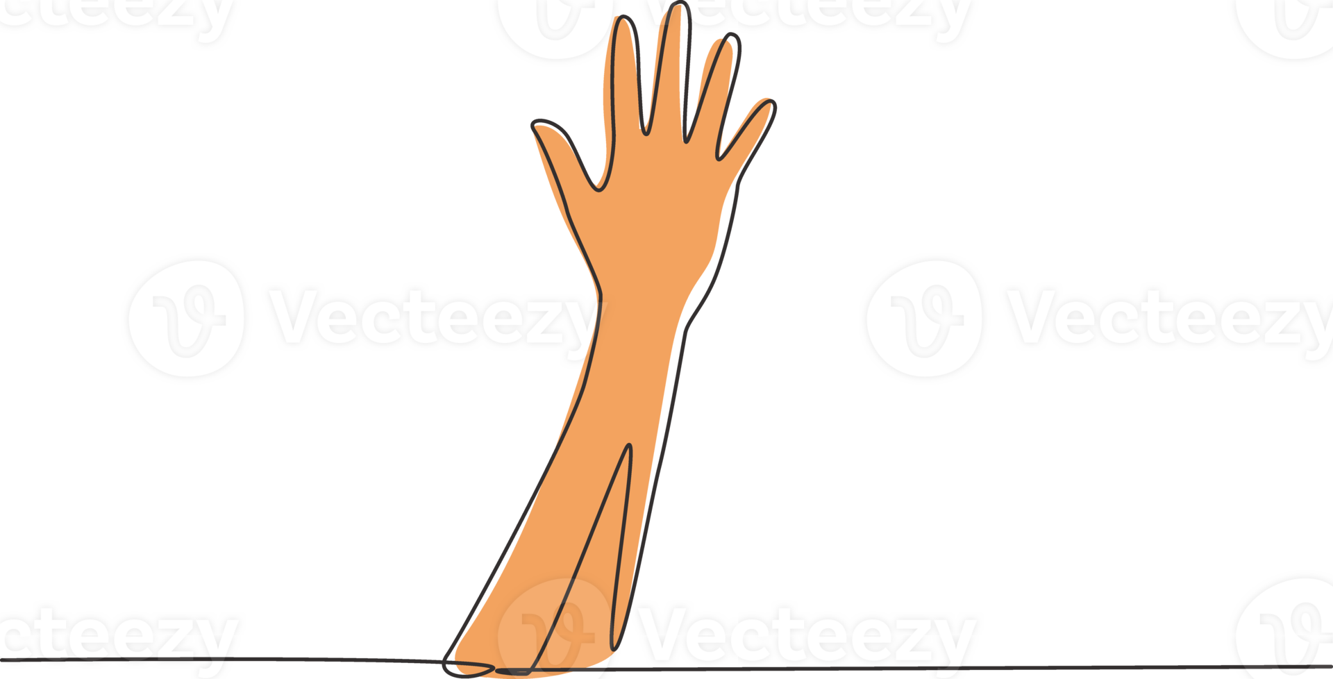 Single continuous line drawing hand count number five. Learn to count numbers. Concept of education for children. Nonverbal signs or symbols. Dynamic one line draw graphic design illustration png