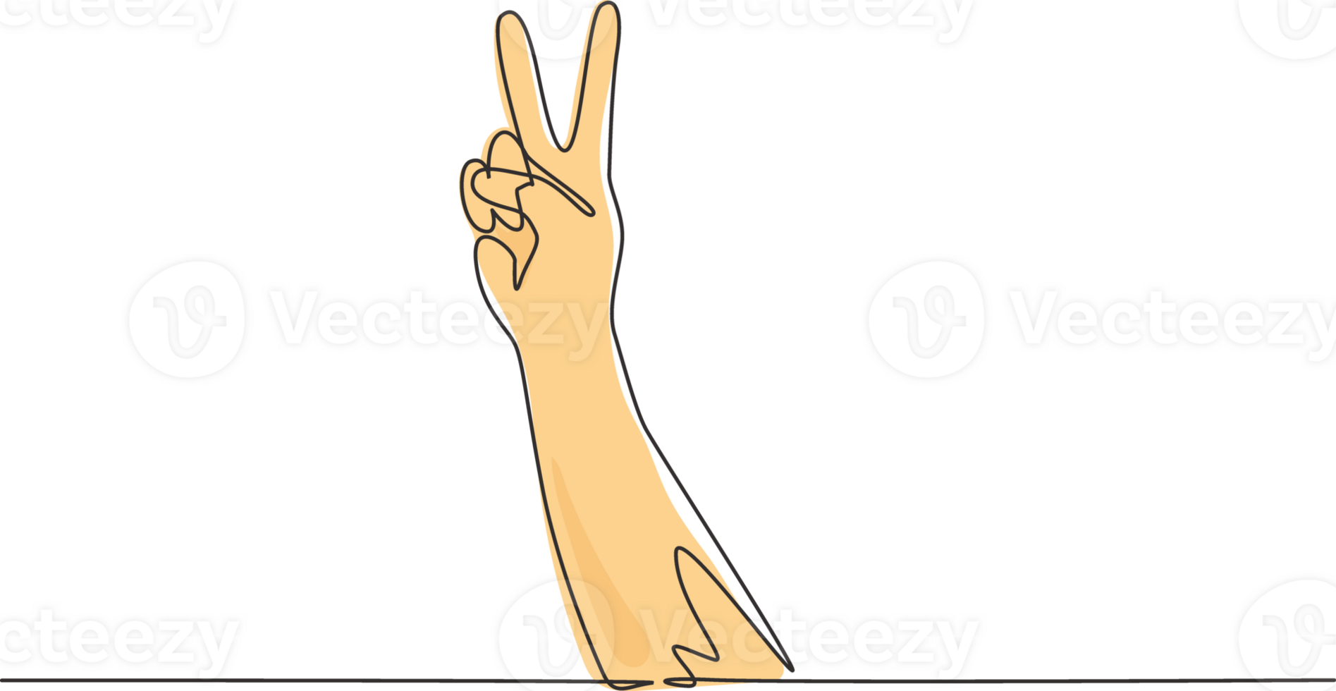 Single one line drawing symbol of peace. Number two hand count. Learn to count numbers. Concept of education for children. Nonverbal signs. Continuous line draw design graphic illustration png
