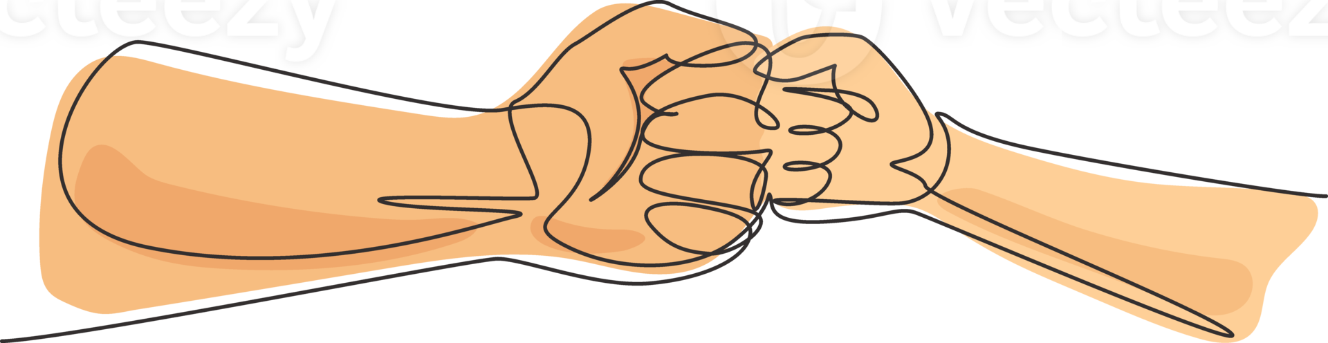 Single continuous line drawing son and father's fist touching each other. Old man and kid holding hands together. Boy have bonding with his father. One line draw graphic design illustration png