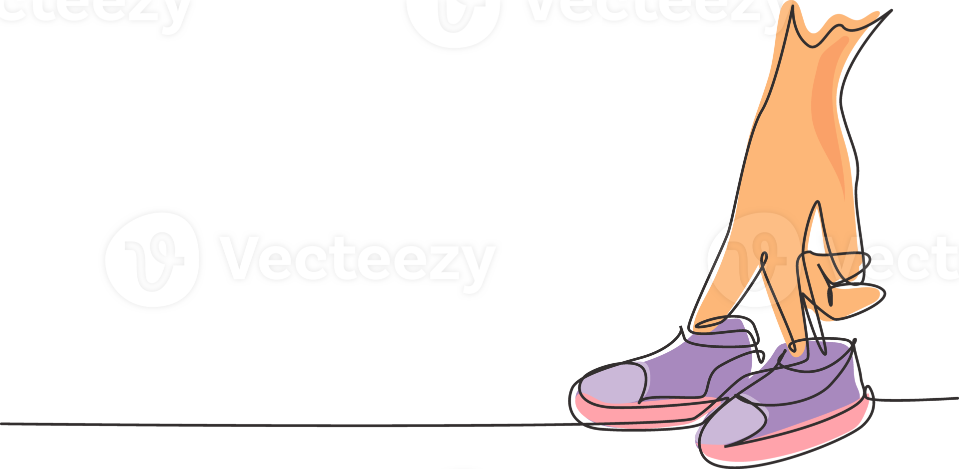 Single one line drawing baby shoes are worn by young mothers' fingers. Beautiful shoes for cute little babies. Happy family concept. Modern continuous line draw design graphic illustration png