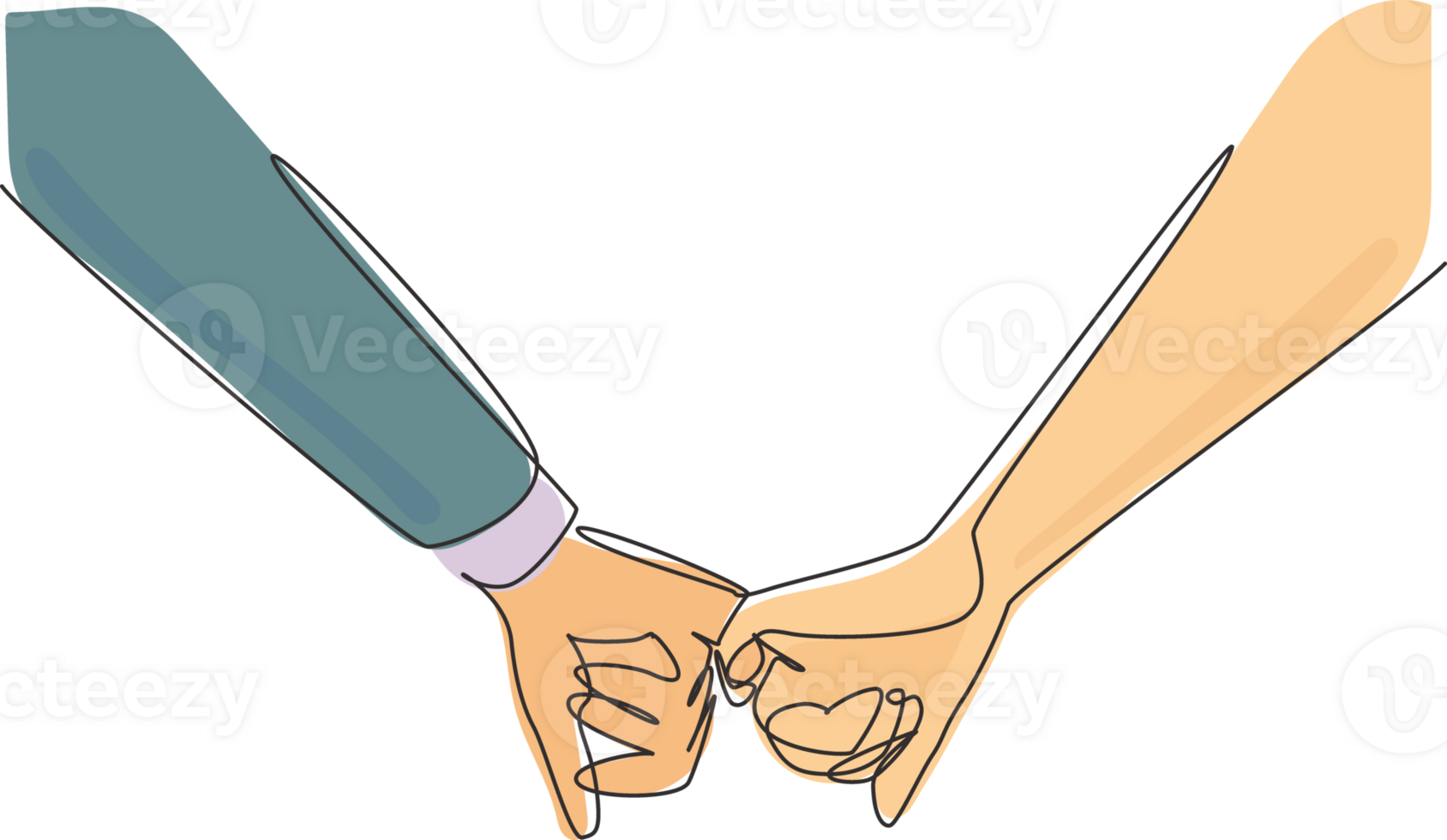 Continuous one line drawing happy couple holding their hands with love. Man and woman are engaged to go to marriage. Fidelity love pair of humans. Single line draw design graphic illustration png