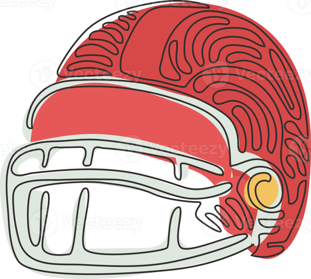 Single continuous line drawing American football helmets. Design element for logo, label, emblem, sign, poster, t shirt. Swirl curl style. Dynamic one line draw graphic design illustration png