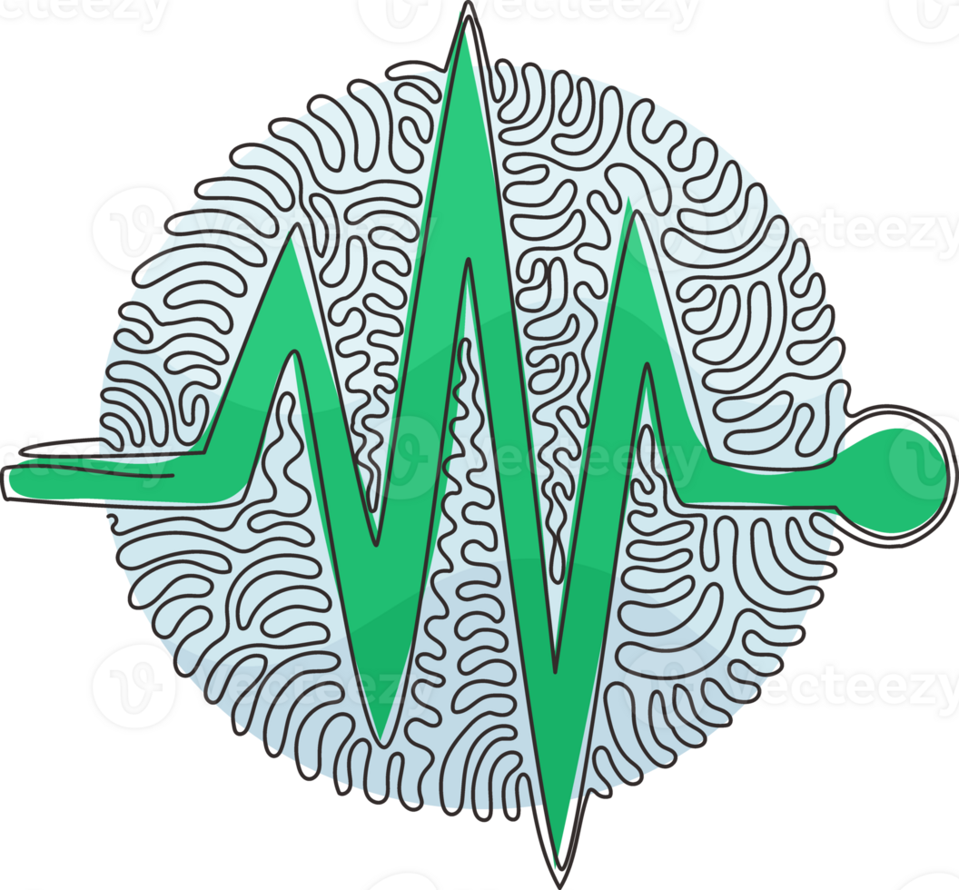 continuo uno línea dibujo latido del corazón icono. corazón golpear monitor legumbres. latido del corazón solitario, cardiograma. cuidado de la salud, médico aplicación remolino rizo circulo estilo. soltero línea dibujar diseño gráfico png