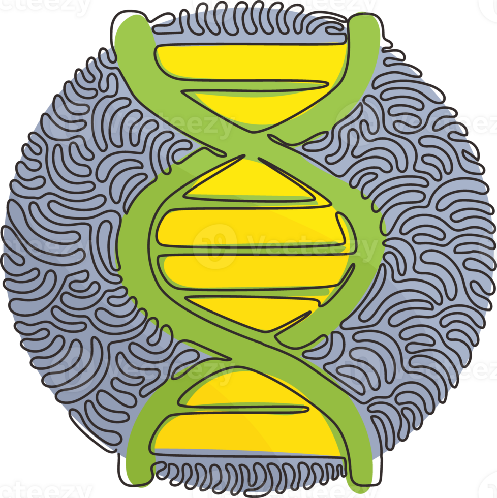 singolo uno linea disegno dna icone. vita gene modello bio codice genetica molecola medico simboli. struttura molecola, cromosoma. turbine arricciare cerchio stile. continuo linea disegnare design grafico png