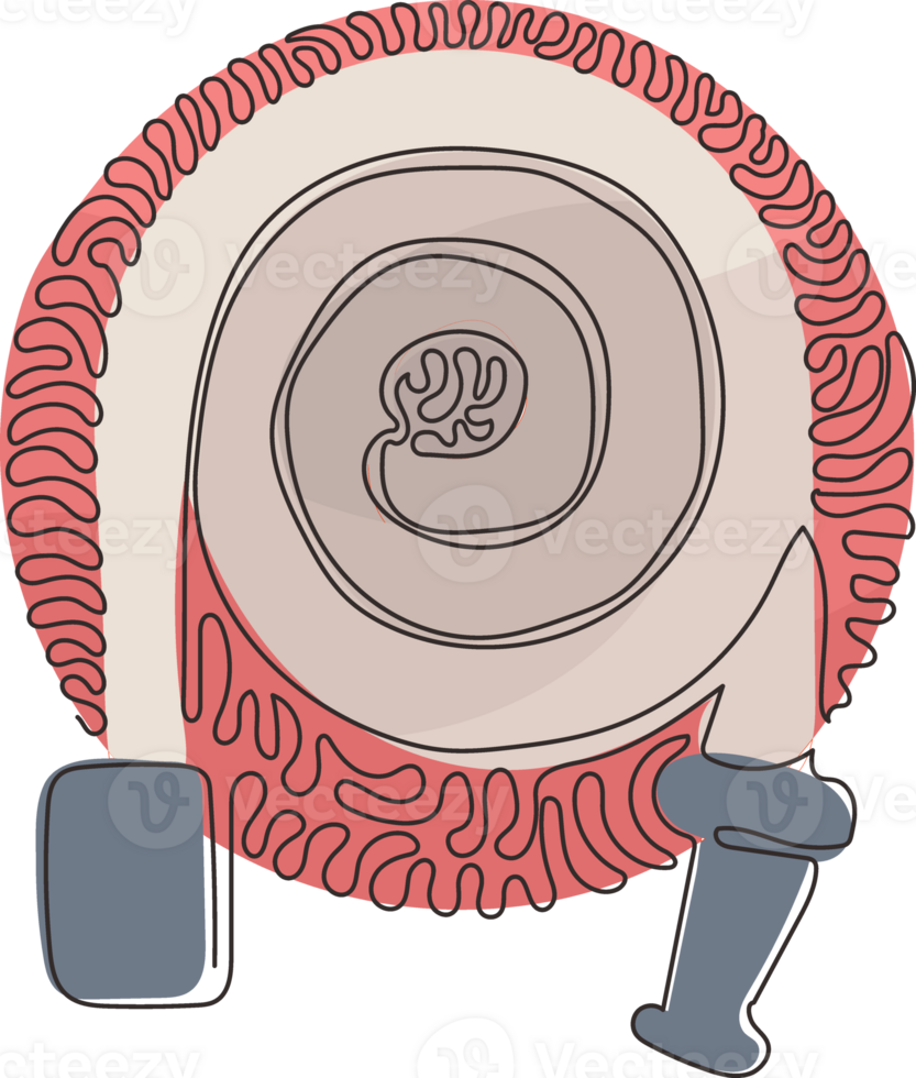 Single continuous line drawing fire hose logo in trendy style. Suitable for many purposes. Firefighter equipment. Swirl curl circle background style. One line draw graphic design illustration png