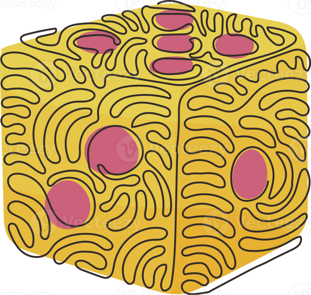 single doorlopend lijn tekening Dobbelsteen. Dobbelsteen met wit stippen. Dobbelsteen kubus, casino spel. schattig schets kubus door zwart contour voor tafel spel. kolken krullen stijl. een lijn trek grafisch ontwerp illustratie png