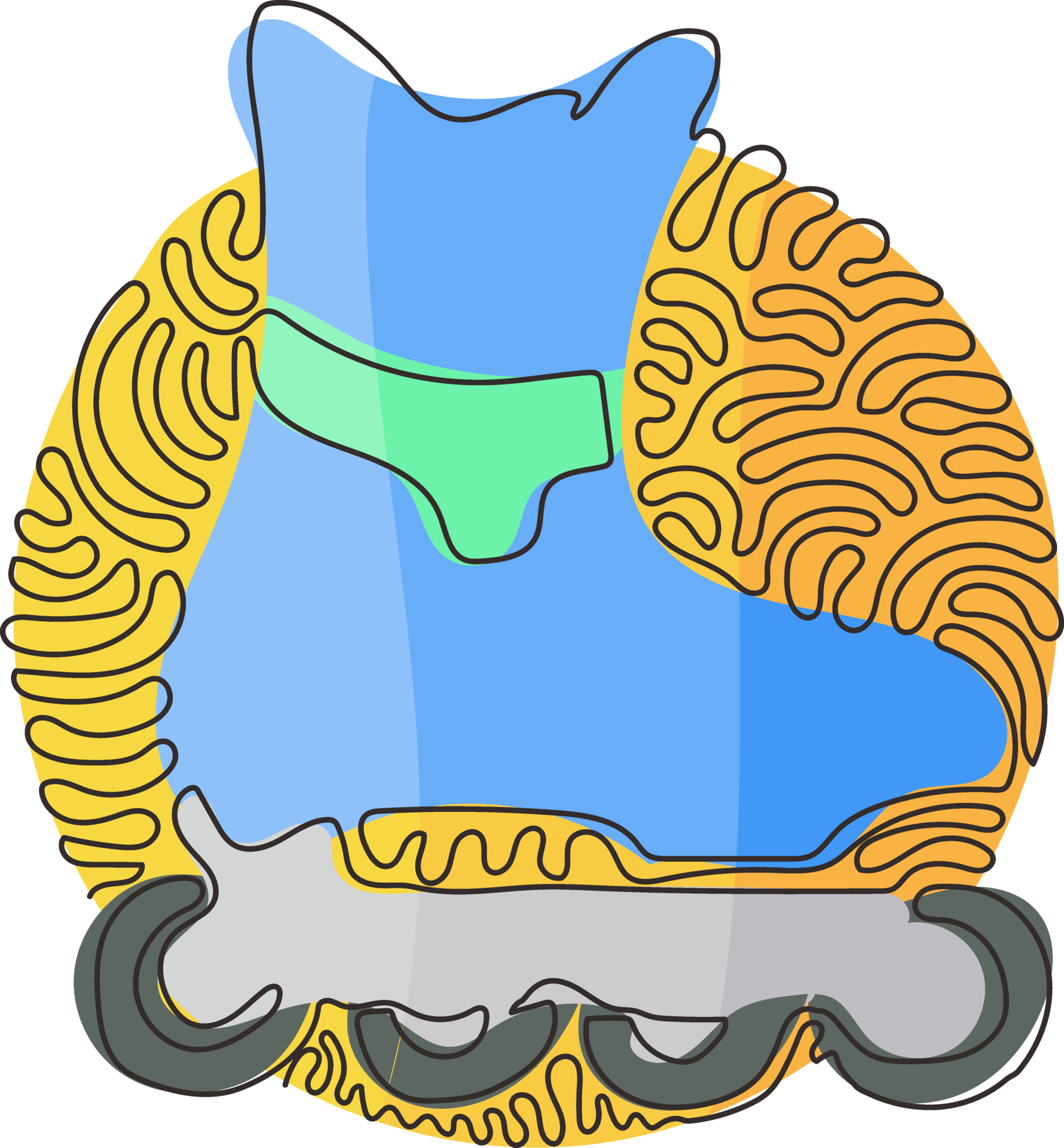 Continuous one line drawing modern roller blades. Man style roller