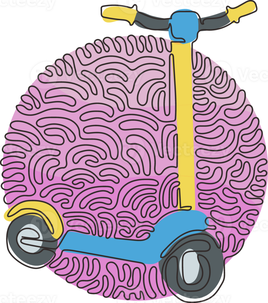 Single one line drawing electric scooter. Electric transport. Eco transportation. Urban lifestyle. Swirl curl circle style. Modern continuous line draw design graphic illustration png