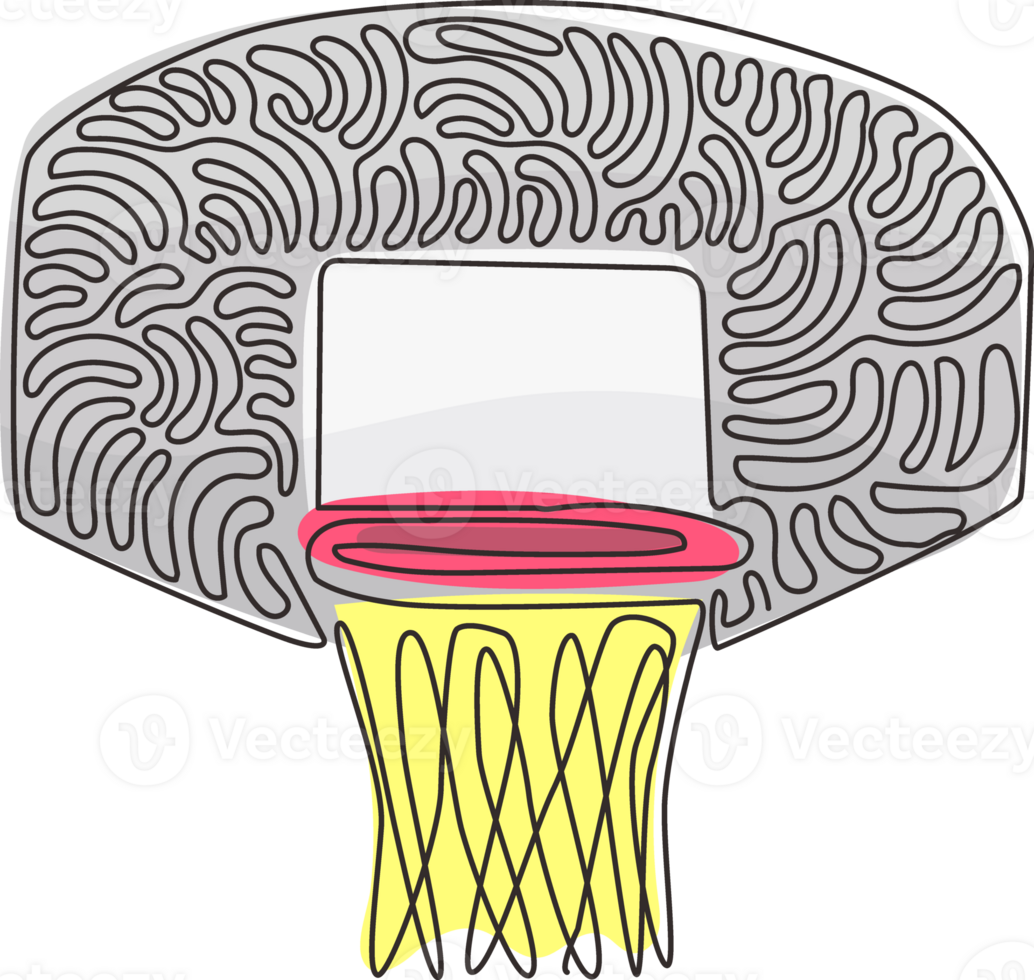 Continuous one line drawing basketball hoop, basketball basket. Net