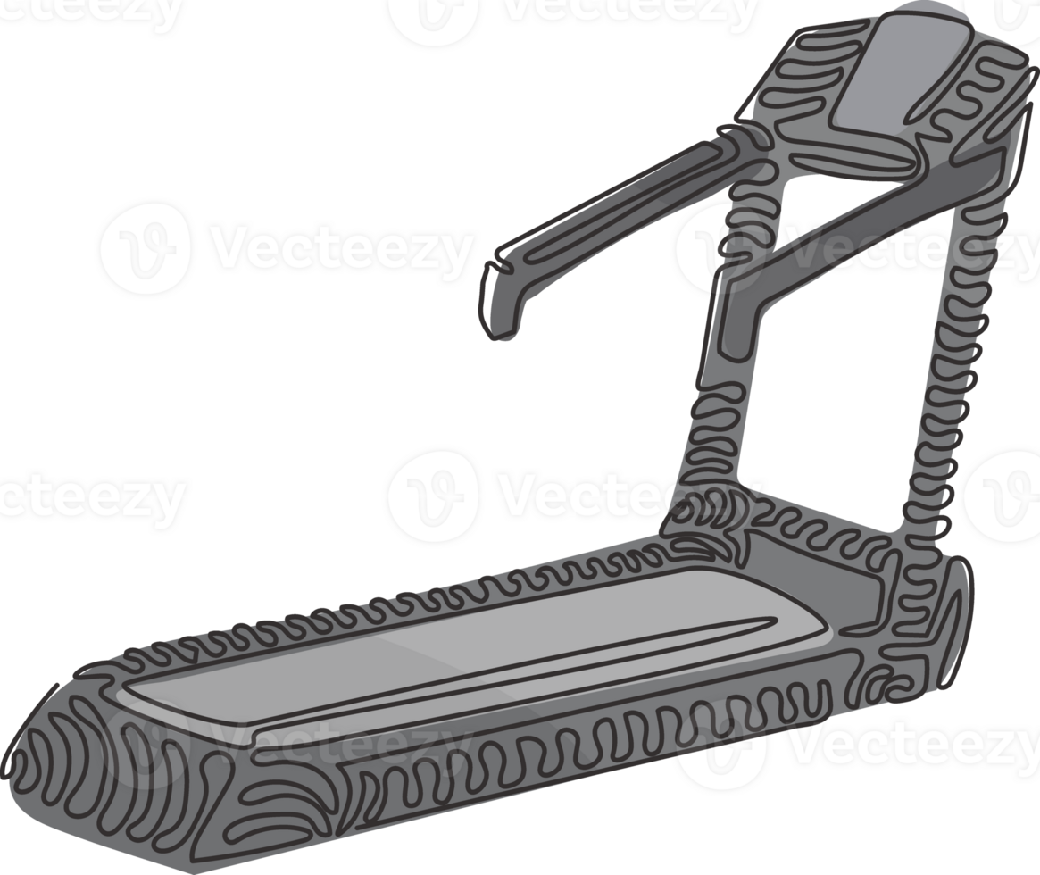 Continuous one line drawing professional treadmill with incline. Sports