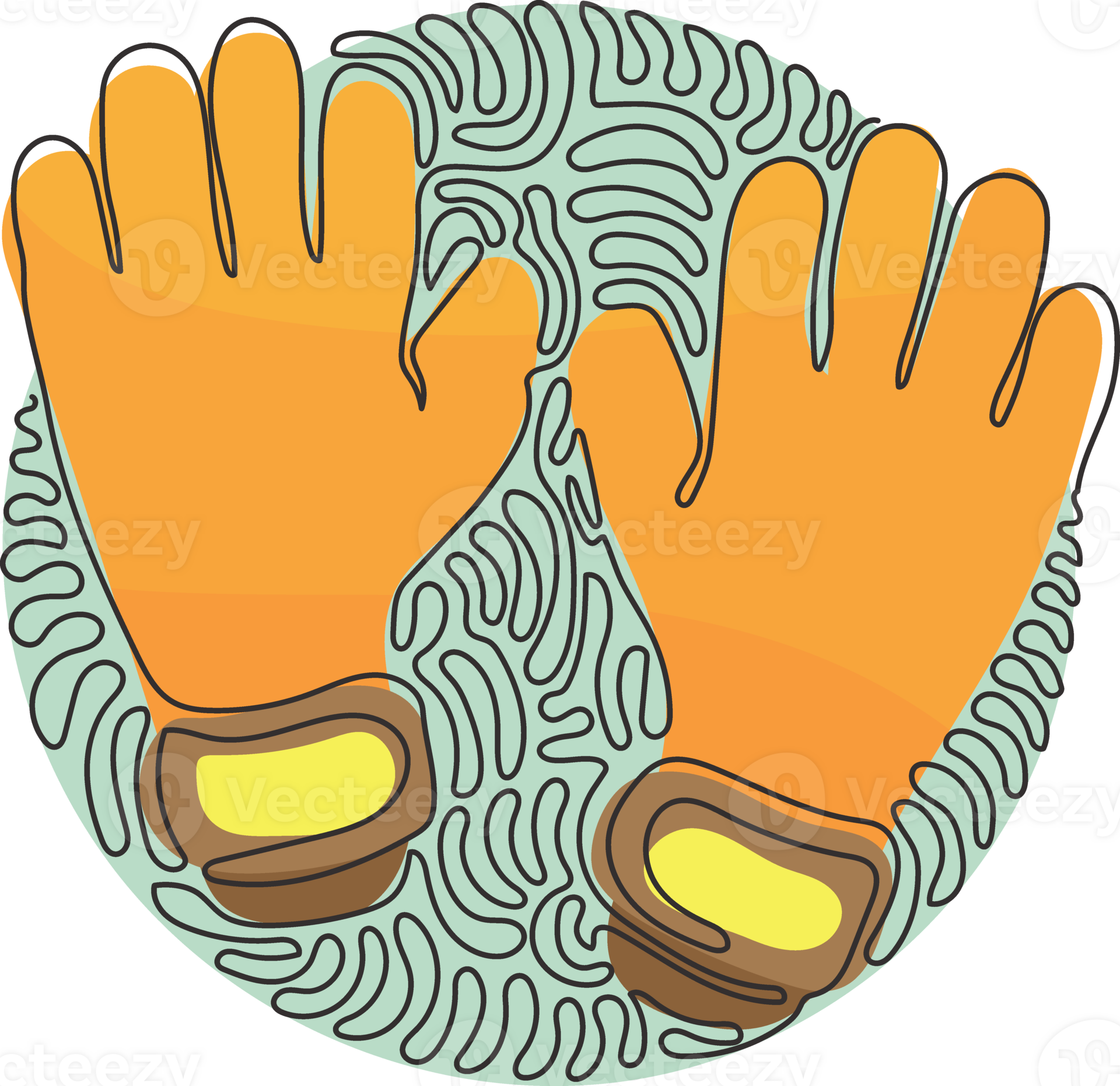 Single continuous line drawing Goalkeeper gloves. Goalkeeper protection 