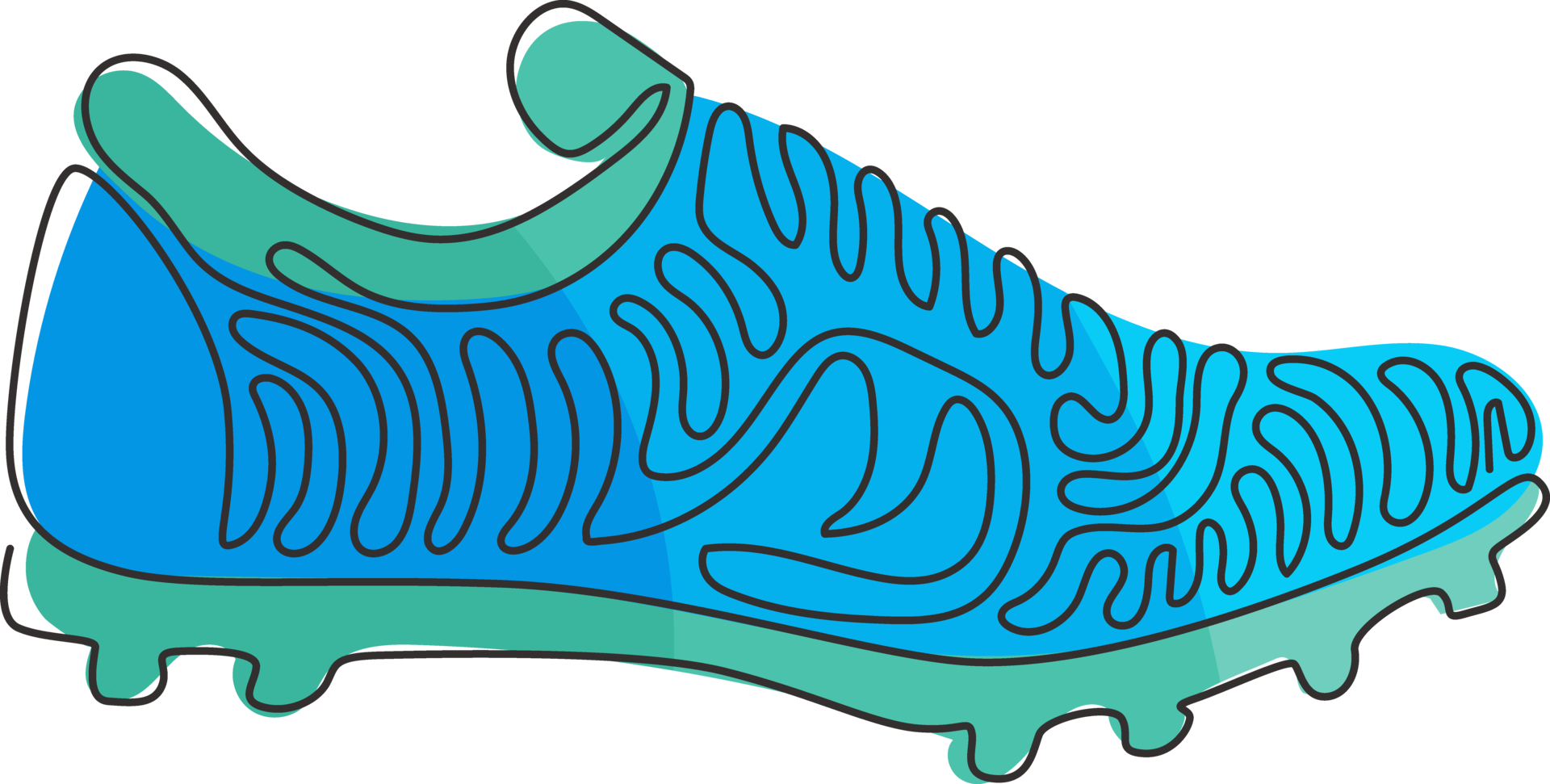 Single one line drawing Football boots. Soccer boots. Soccer shoes. Soccer football boots cleats