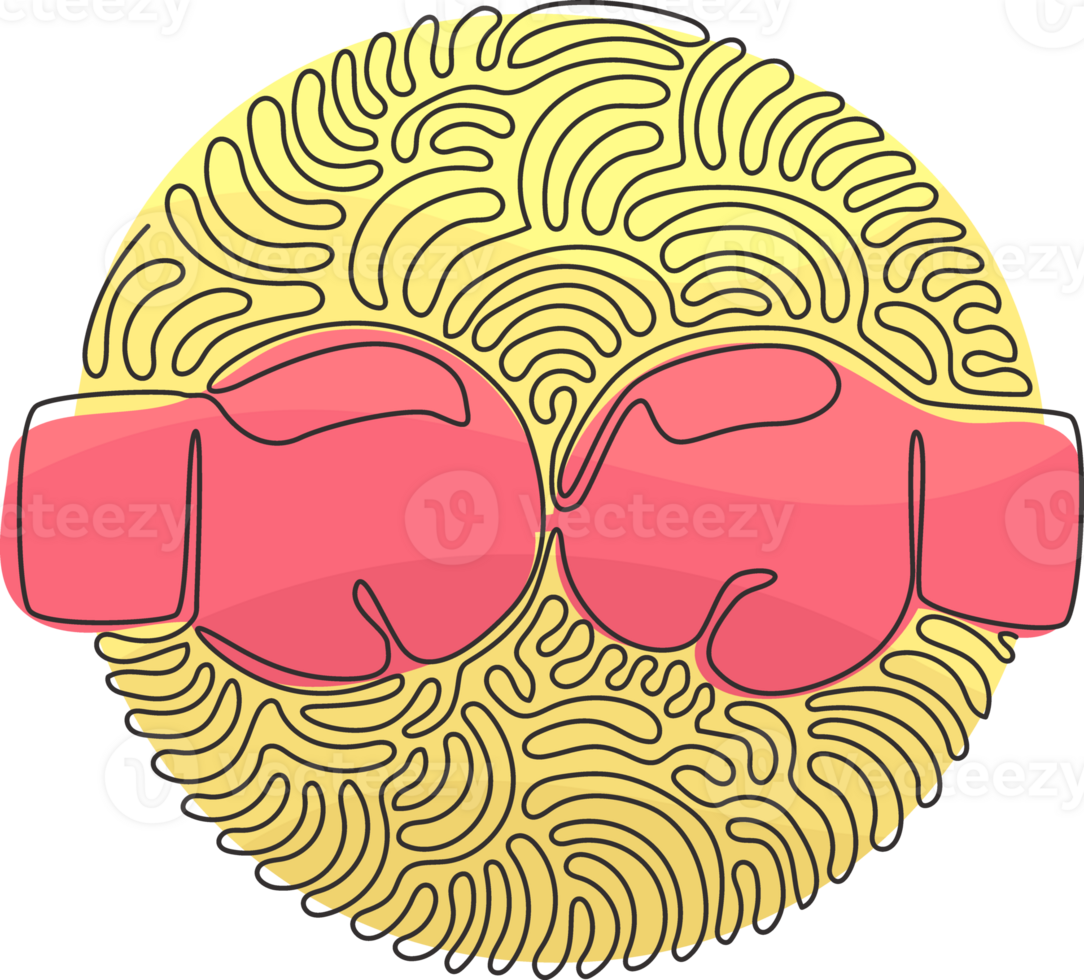 Single continuous line drawing boxing gloves hitting together. Boxing gloves fight. Red and blue boxing gloves that are fighting. Swirl curl circle style. One line graphic design png