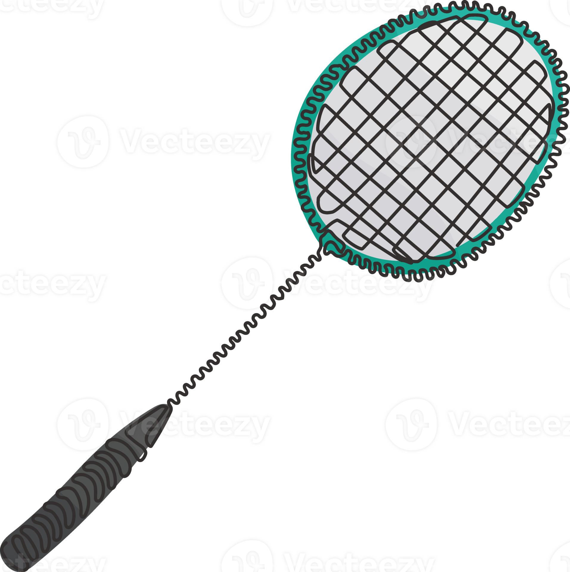 Continuous one line drawing badminton racket. Sport equipment. Vintage