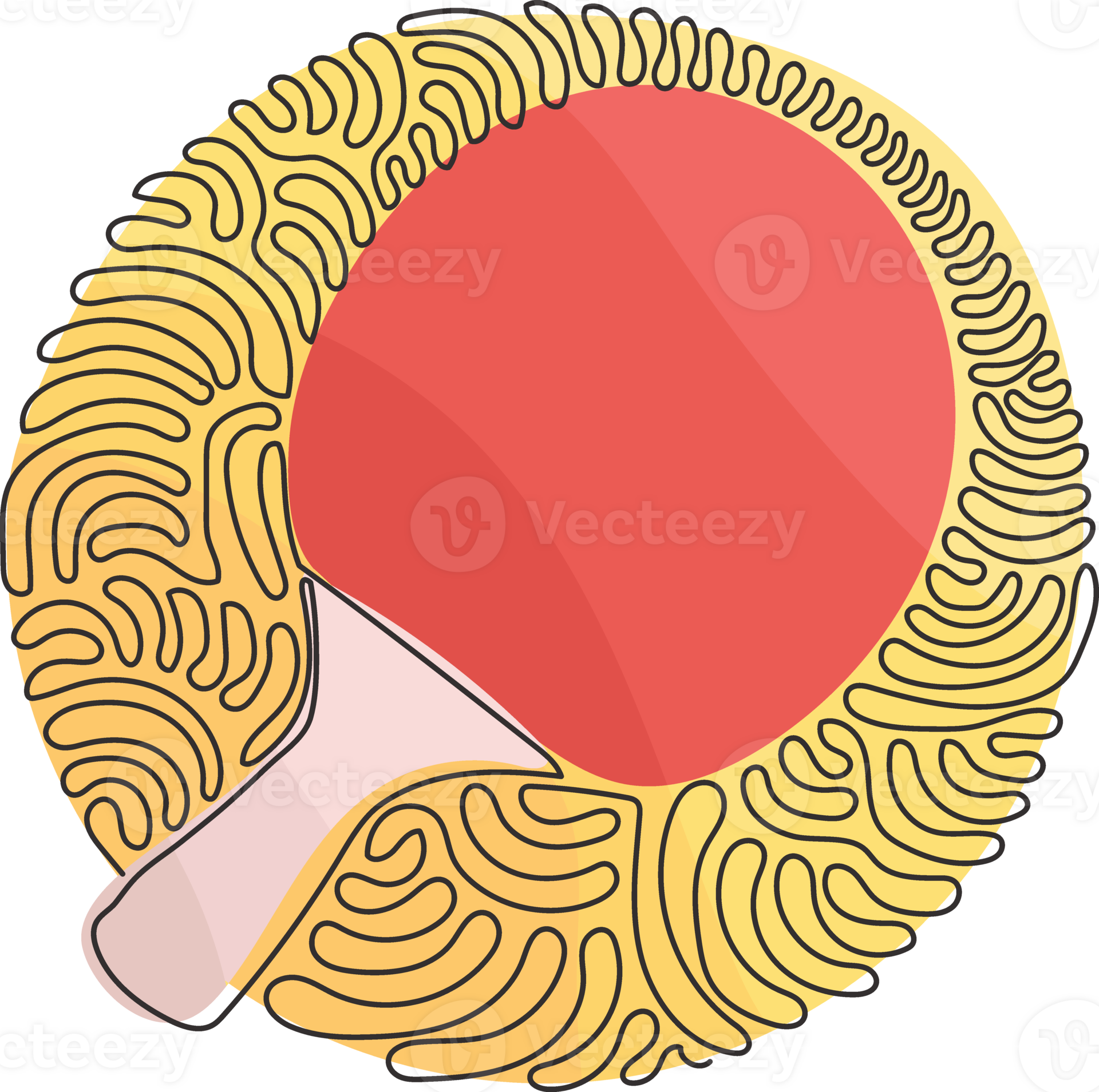 Single one line drawing ping pong paddle. Table tennis handle rubber