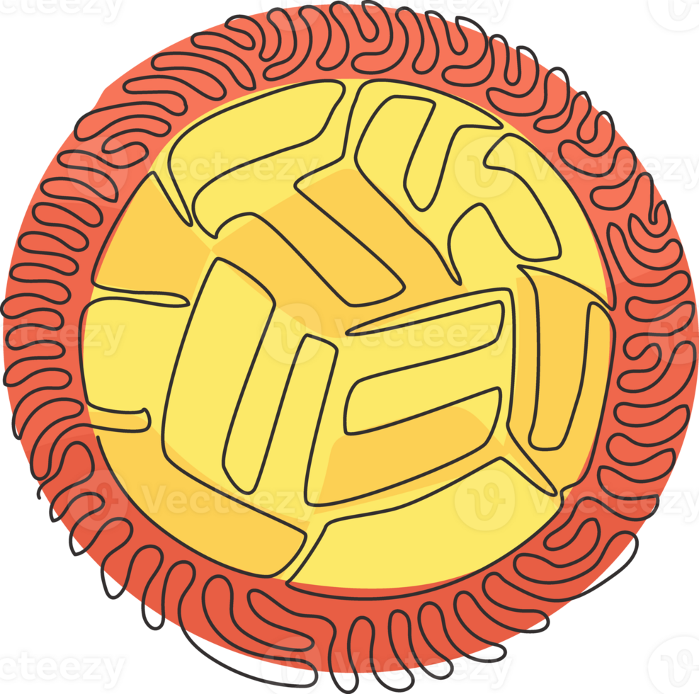 Single one line drawing Sepak Takraw ball or rattan ball. Scissor kick. Concept of team sport, Asian sport game, spirit. Swirl curl circle style. Modern continuous line draw design graphic png