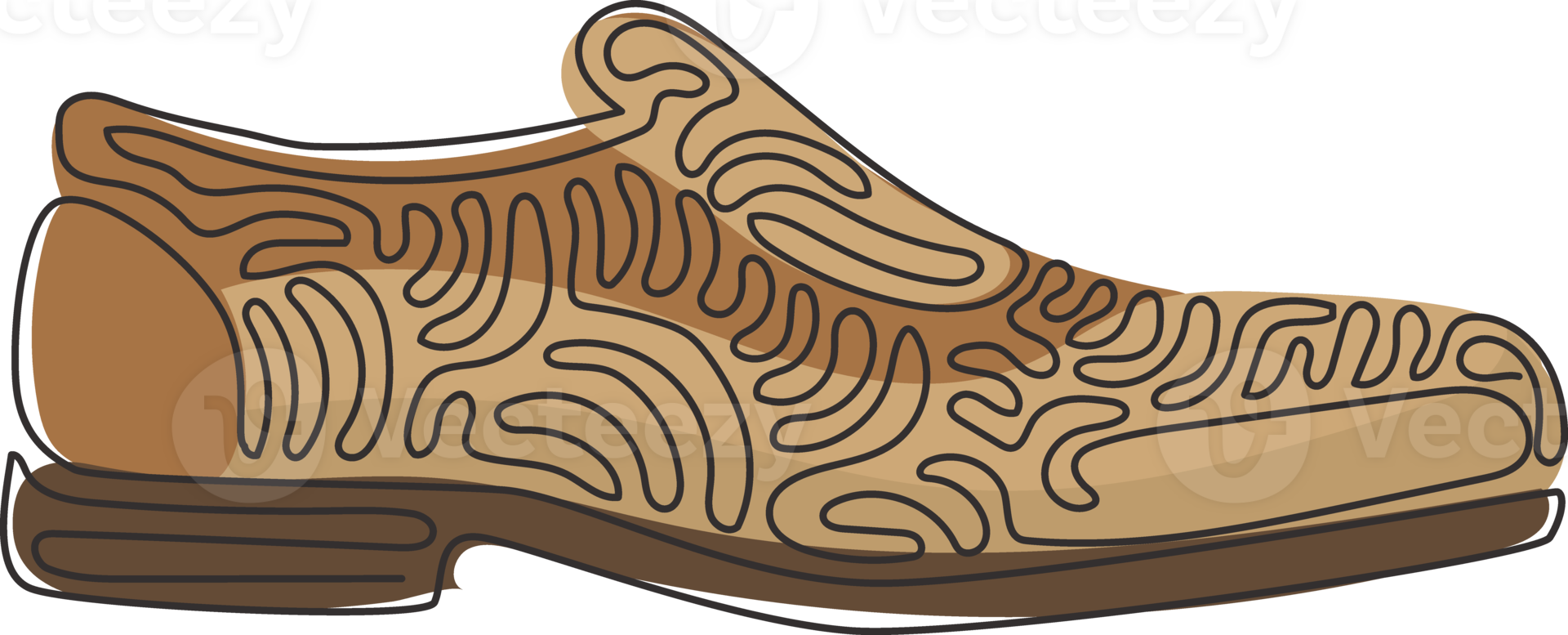 Continuous one line drawing male black leather shoes. Comfortable footwear. Men's shoes picture that fit into fashion of the year. Swirl curl style. Single line draw design graphic illustration png