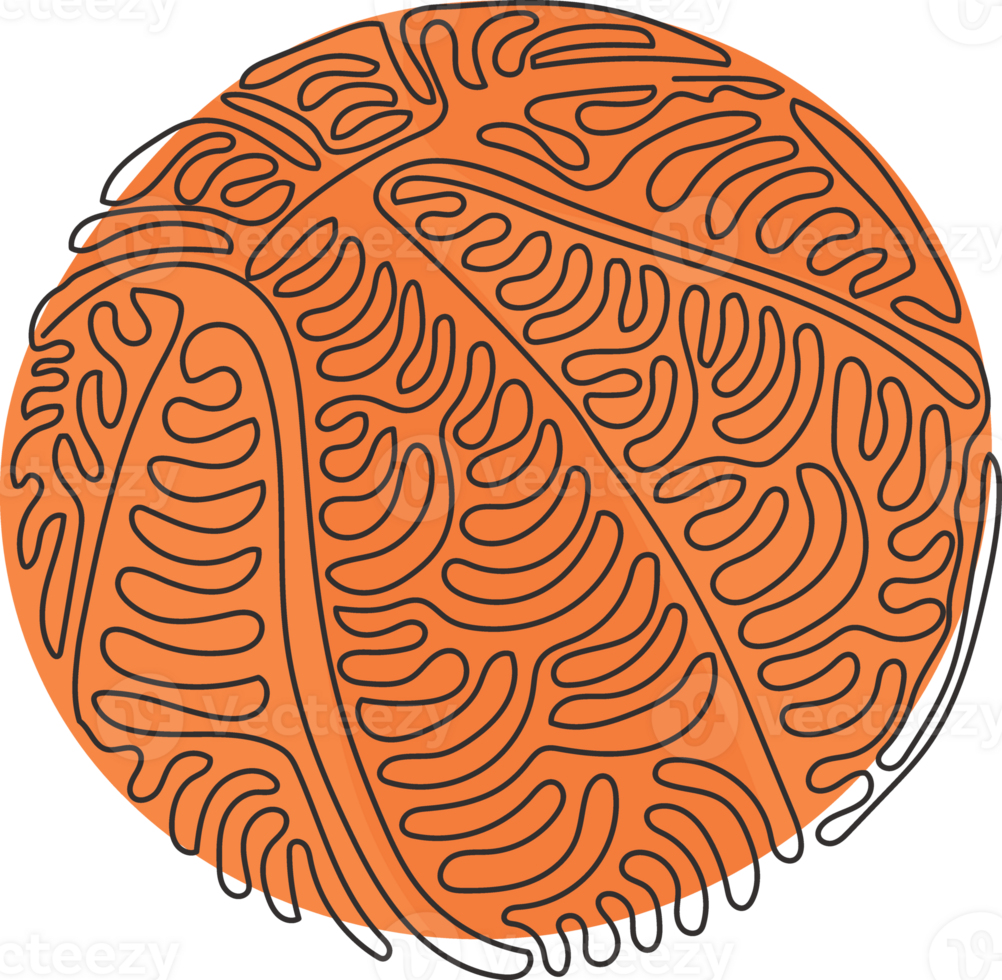 Single one line drawing Basketball ball icon symbol. Orange ball, sports concept. Team game tournament and competition. Swirl curl style. Modern continuous line draw design graphic illustration png