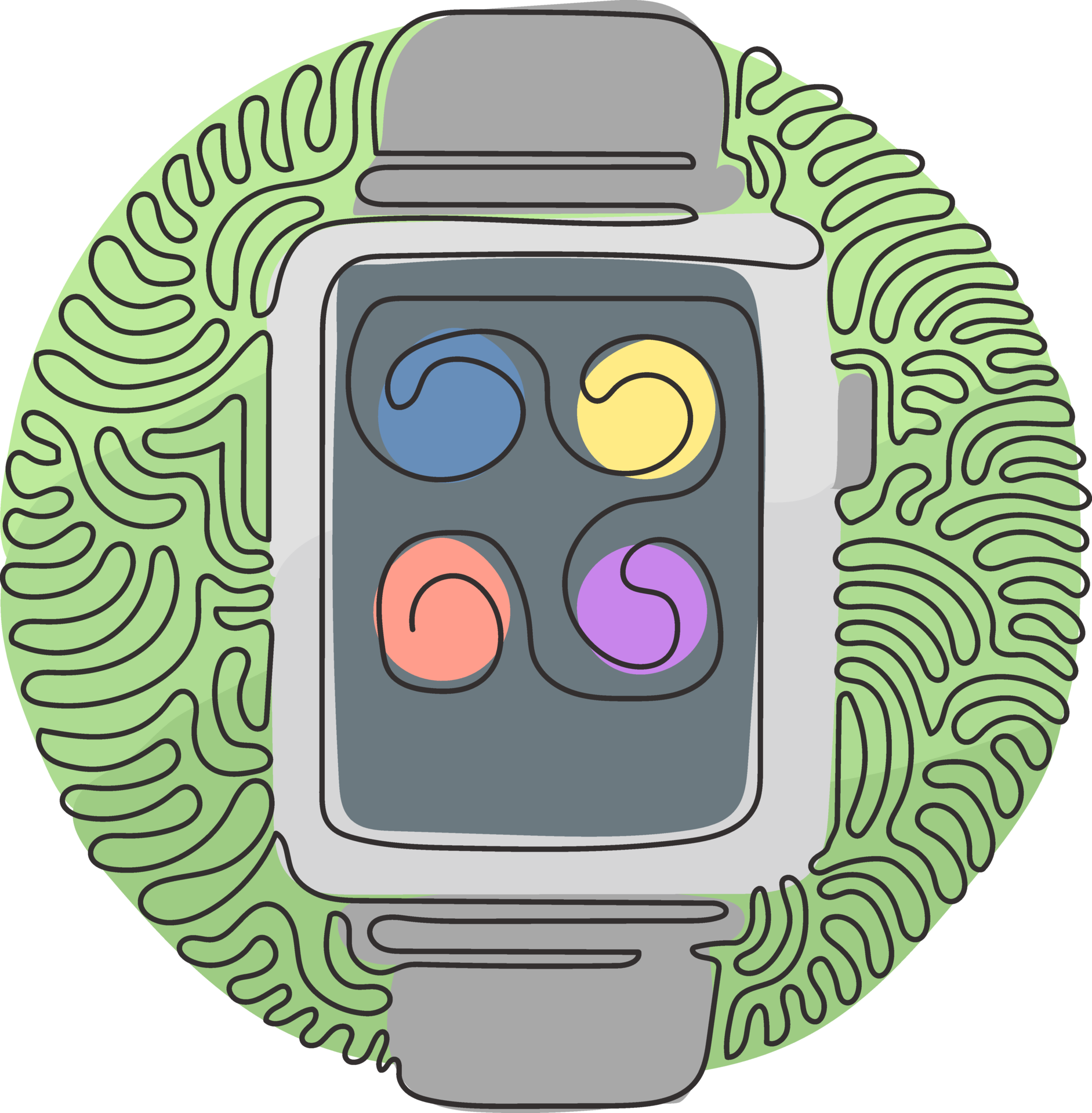 continuo uno línea dibujo inteligente reloj dispositivo monitor con