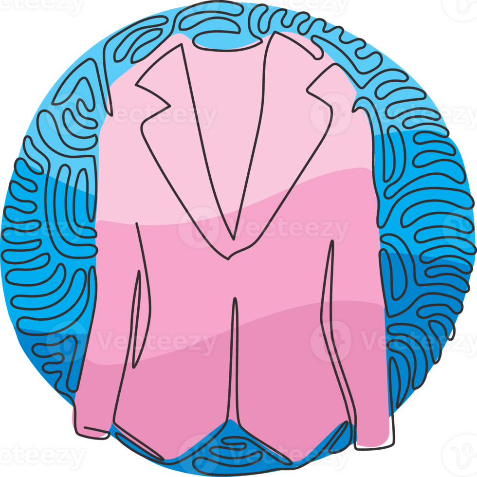 kontinuierlich einer Linie Zeichnung Frauen Blazer oder Jacke. Basic Kleider im Geschäft Stil. Frack. Geschäft Kleidung. Strudel locken Kreis Stil. Single Linie Design Grafik Illustration png