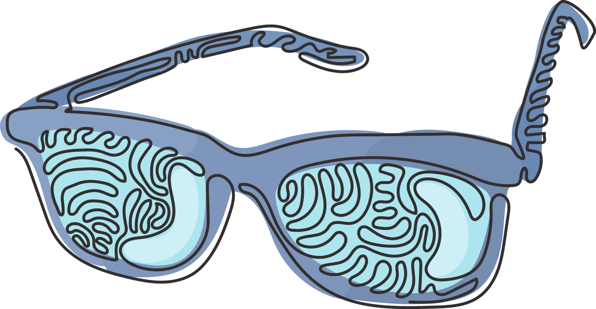 Single continuous line drawing Black Eyeglasses. Modern fashionable