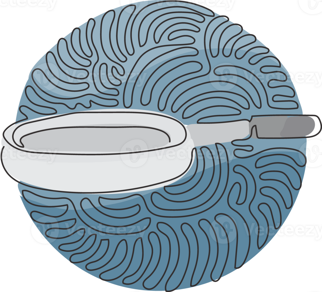 Continuous one line drawing frying pan . Kitchen items for cooking. Pan, saucepan, frying pan. Kitchenware at home. Swirl curl circle style. Single line draw design graphic illustration png