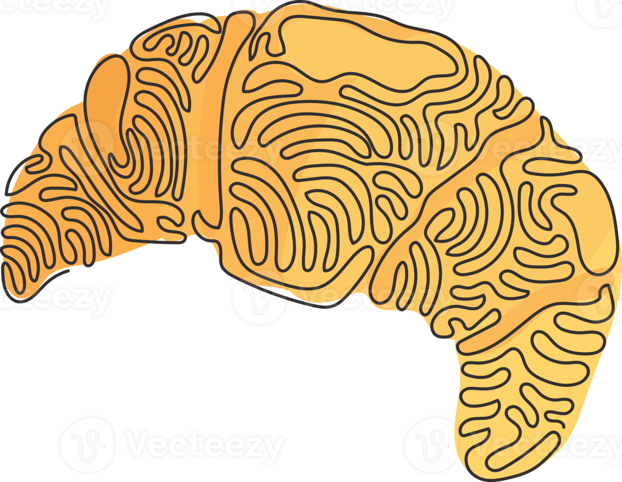 enda ett linje teckning croissant och ljuv bullar. bageri franska croissant för frukost i morgon. utsökt bakverk. virvla runt ringla stil. modern kontinuerlig linje dra design grafisk illustration png