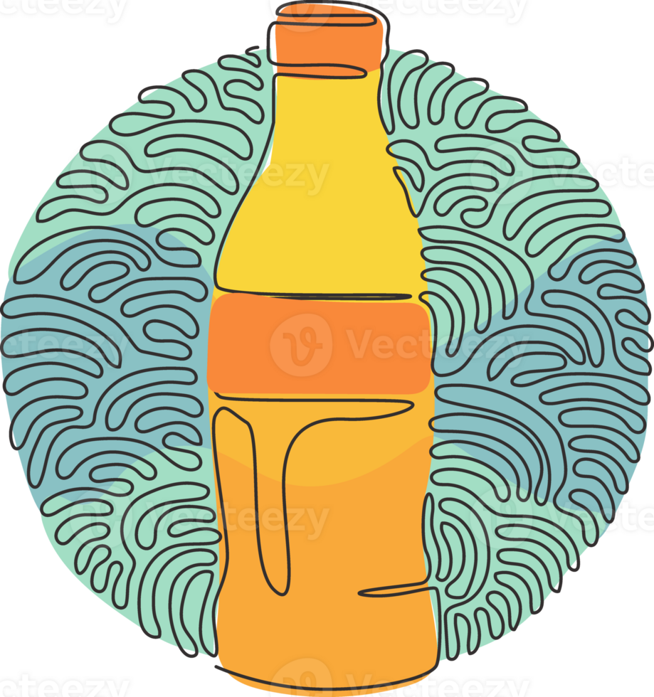 Single one line drawing soft drink in bottle glass. Cold soda for refreshing feeling. Drink to quench thirst. Swirl curl circle style. Continuous line design graphic illustration png