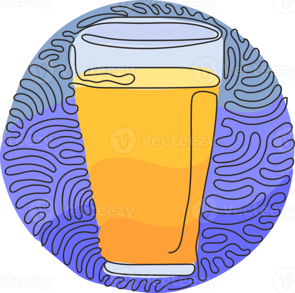 Continuous one line drawing soft drink in glass. Cold soda to crave for refreshing feeling. Drink to quench thirst. Swirl curl circle style. Single line design graphic illustration png