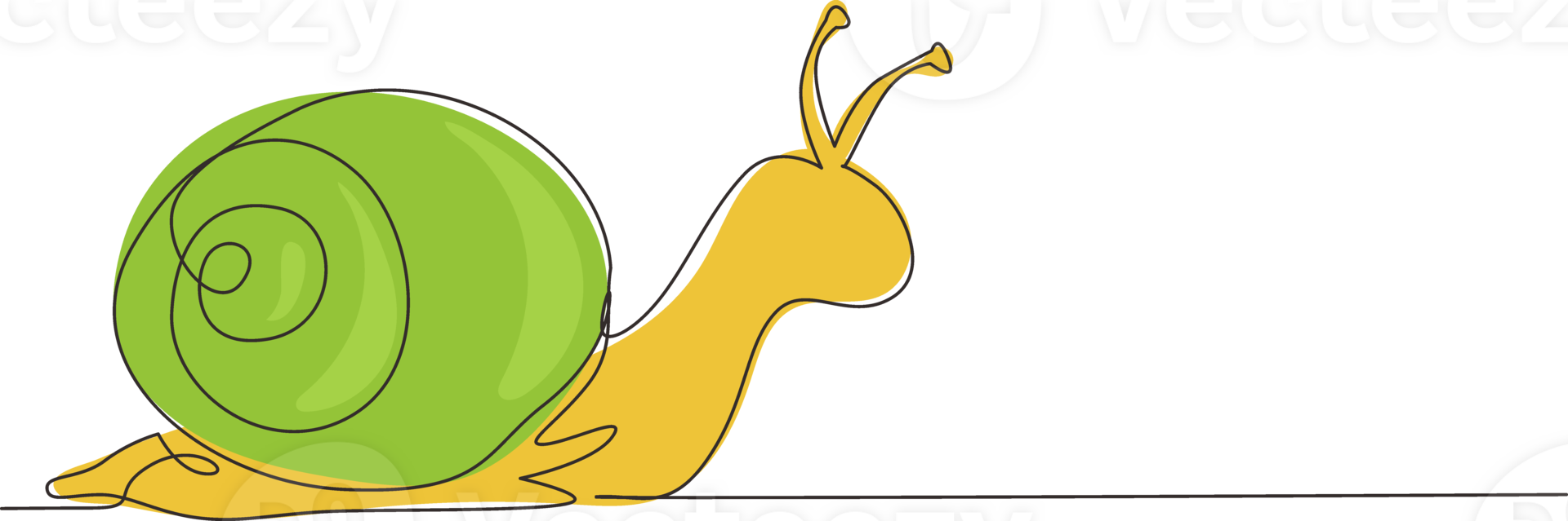Single one line drawing common garden snail crawling. Snail animal mascot for food logo identity. High nutritious escargot healthy food concept. Continuous line draw design graphic illustration png