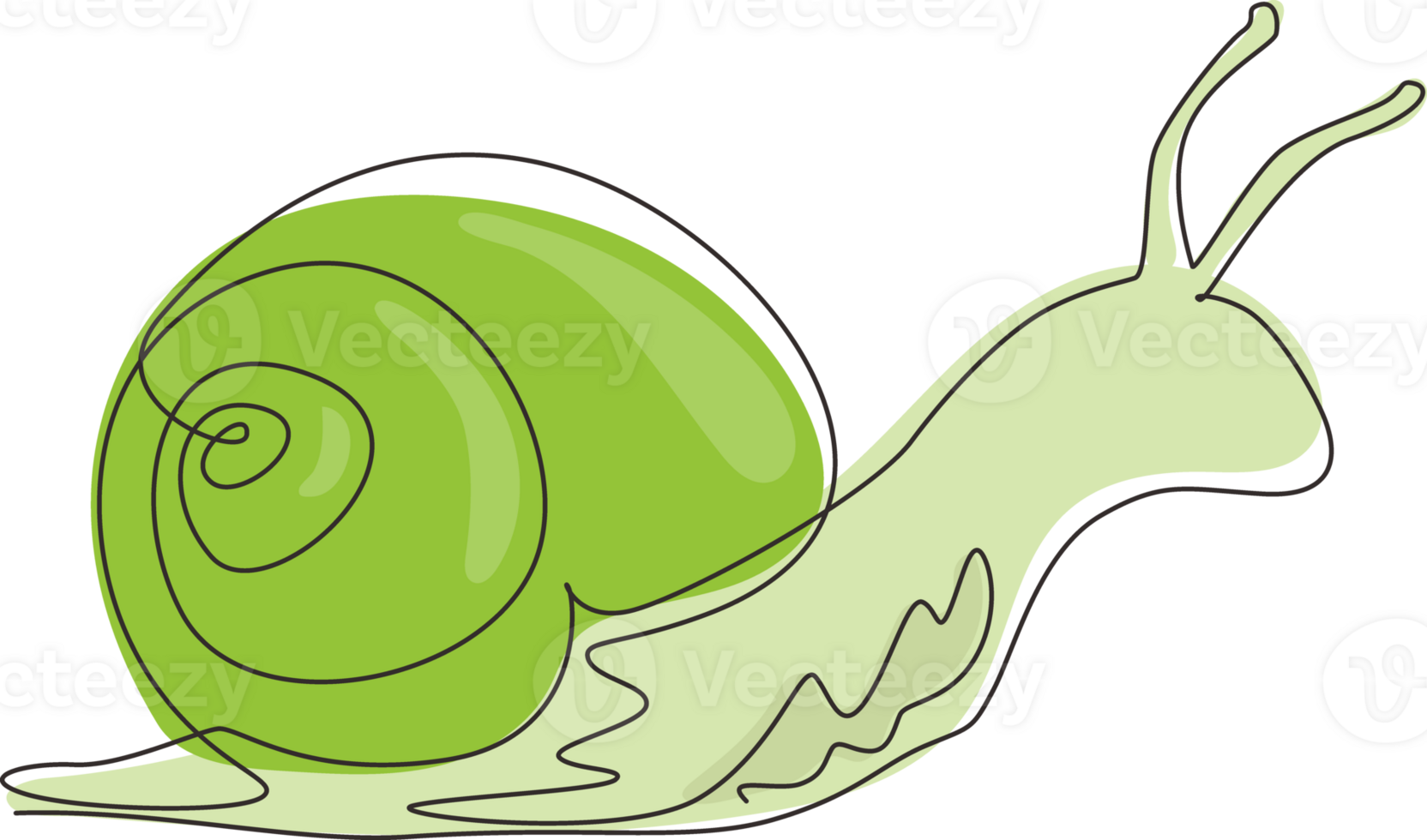 Continuous one line drawing common garden snail crawling. Snail animal mascot for food logo identity. High nutritious escargot healthy food concept. Single line draw design graphic illustration png