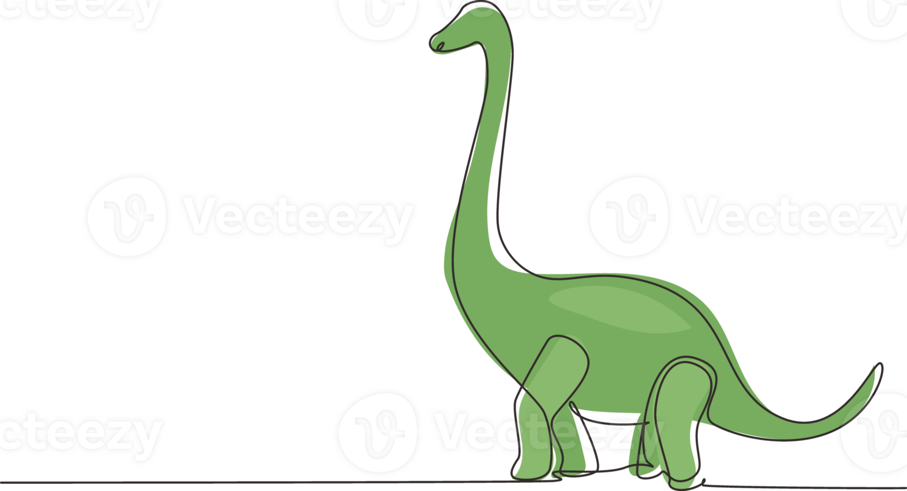Single one line drawing Brontosaurus or diplodocus dinosaur. The highest dino dinosaur. Extinct ancient animals. Animal history concept. Modern continuous line draw design graphic illustration png