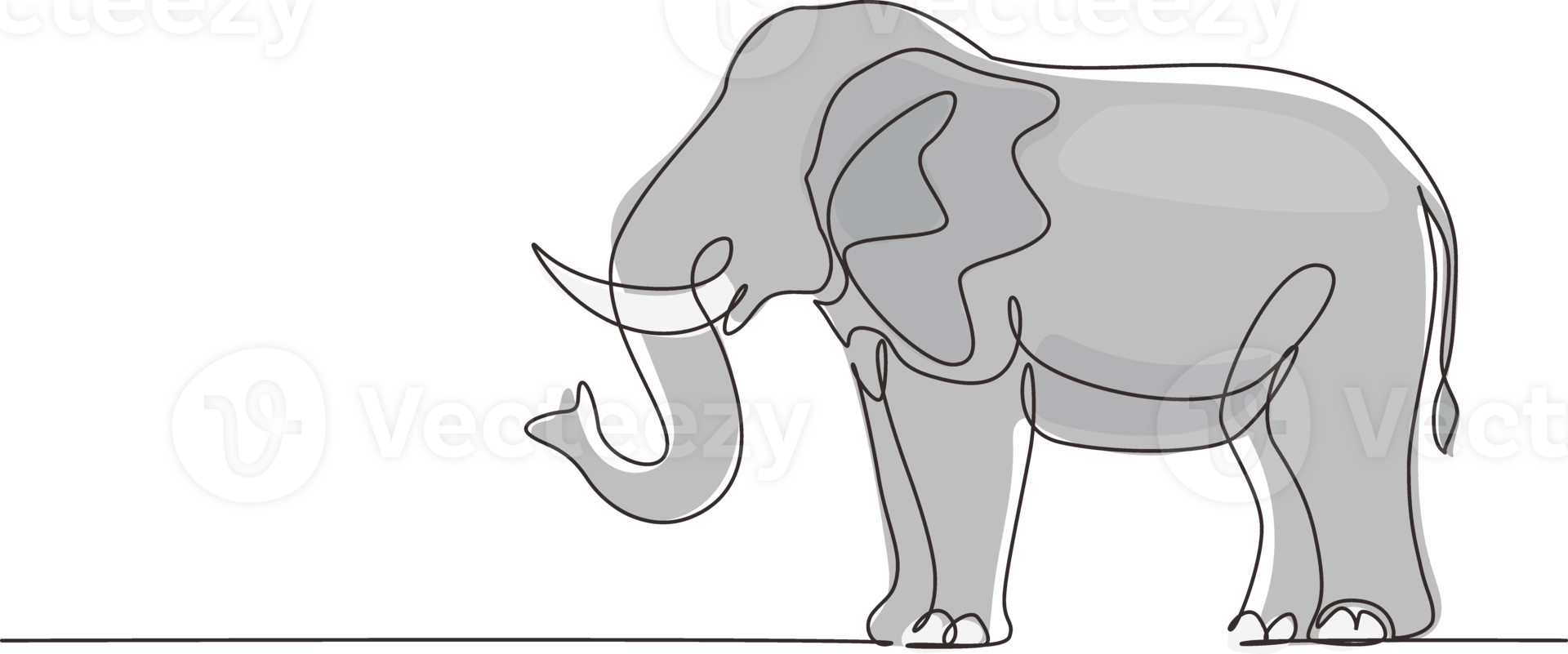 Single one line drawing African elephant. Wild animal. Big cute elephant company logo identity. African zoo animal icon concept. Modern continuous line draw design graphic illustration png
