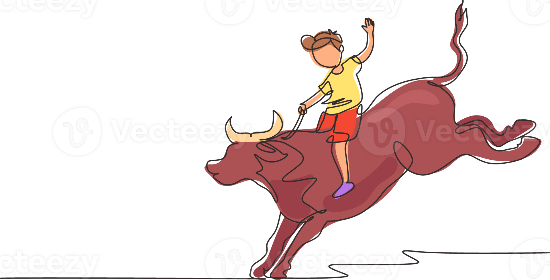 Single continuous line drawing happy little boy riding hippo. Child sitting on back hippopotamus in zoo. Kids learning to ride hippopotamus. Dynamic one line draw graphic design illustration png