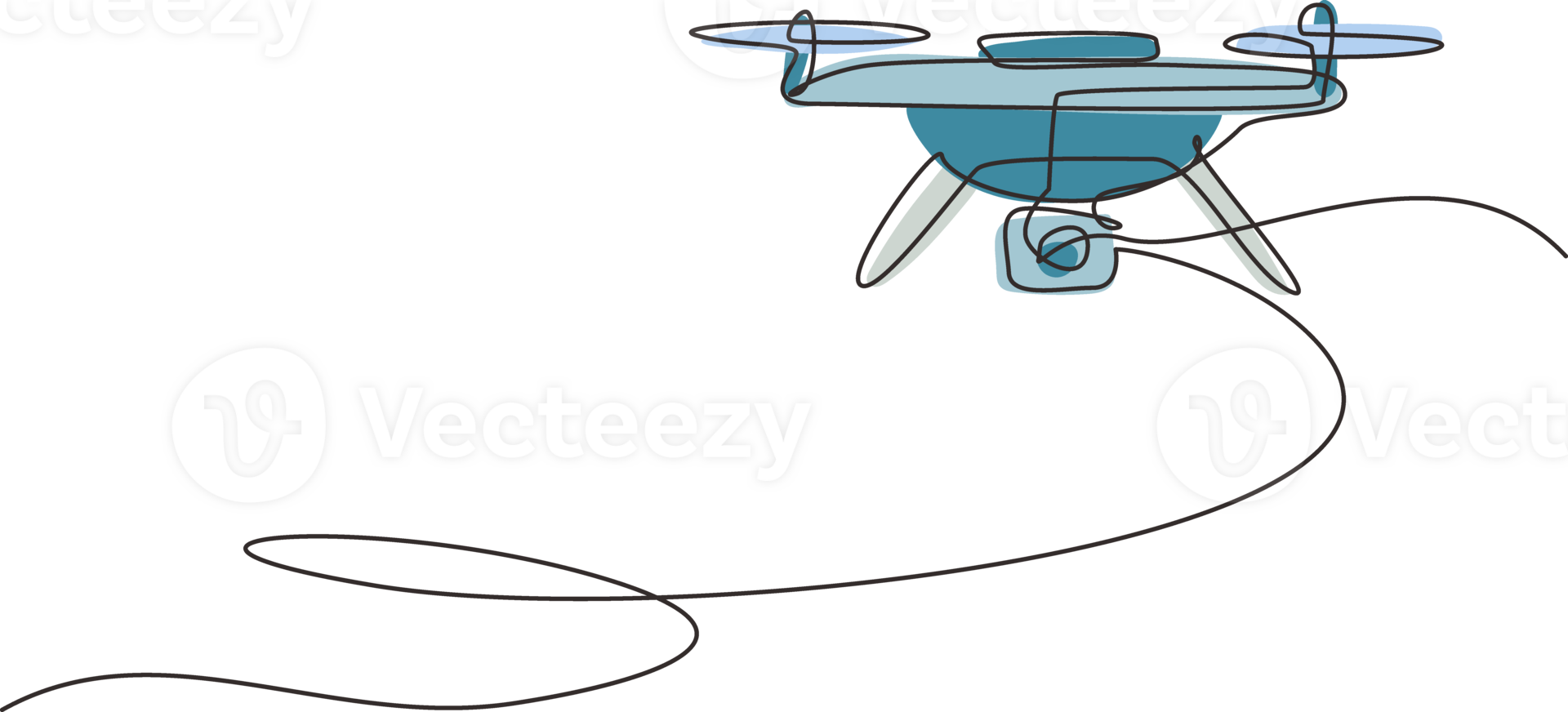 Continuous one line drawing remote control air drone. Drone flying with action video camera. Drone photography and drone video created. Quadcopter with camera. Single line draw design graphic png