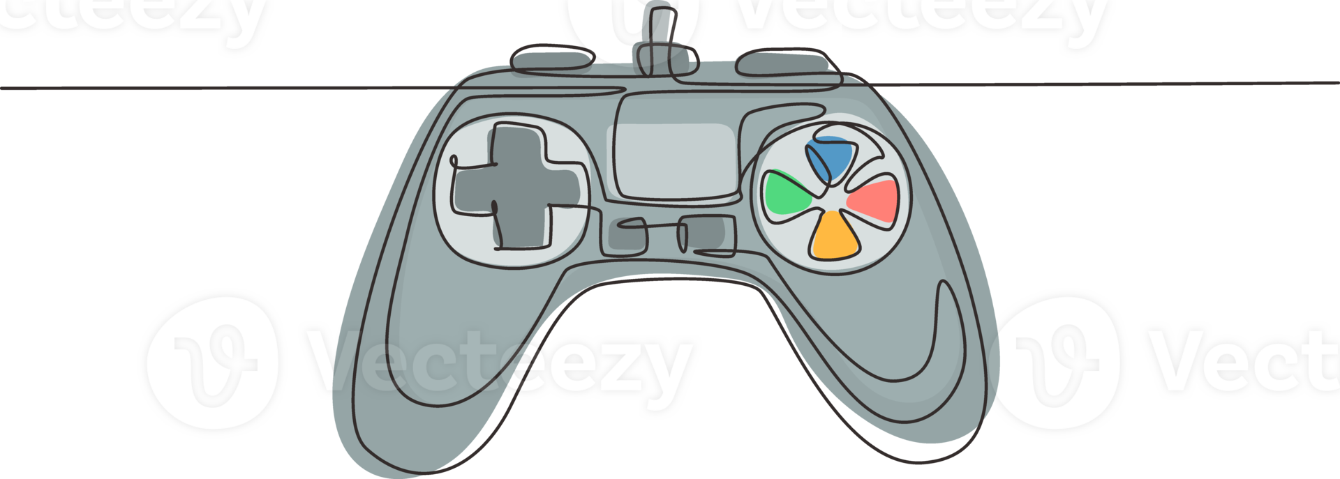 Single kontinuierlich Linie Zeichnung Video Spiele Playstation Spielen Regler. Computer Spiel Wettbewerb. Spielen Konzept zum Spaß. Joysticks isoliert. einer Linie zeichnen Grafik Design Illustration png