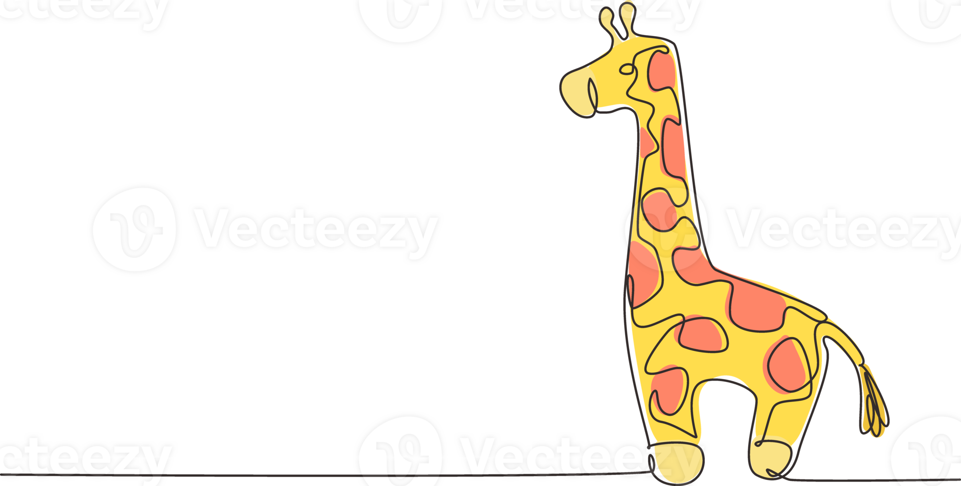 Single continuous line drawing cute giraffe plush doll. Giraffe plush