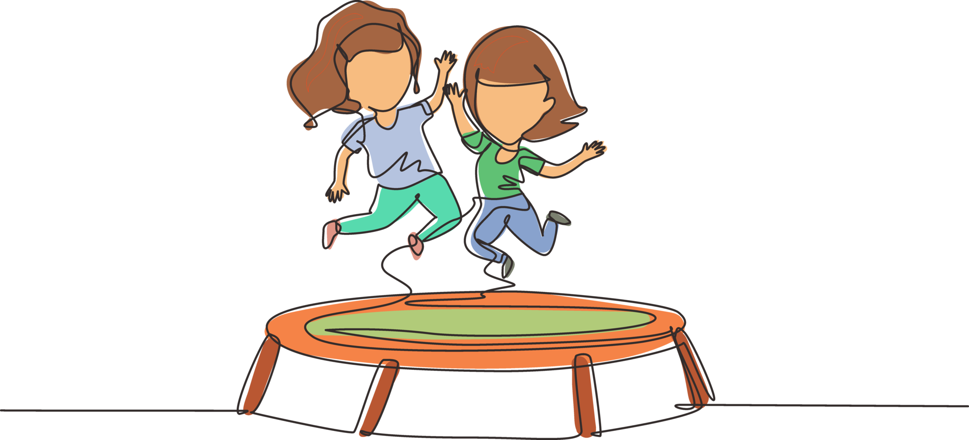 Outdoors and Recreation Clipart-girl jumping playing on trampoline clipart