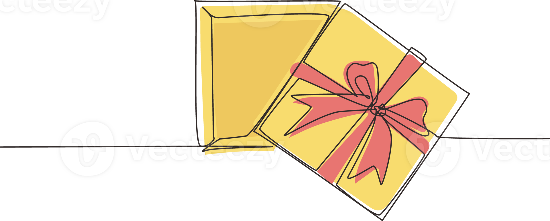 Single continuous line drawing top view open gift box and confetti. Enter to win prize. Present package with bursting element, surprise inside. Dynamic one line draw graphic design illustration png