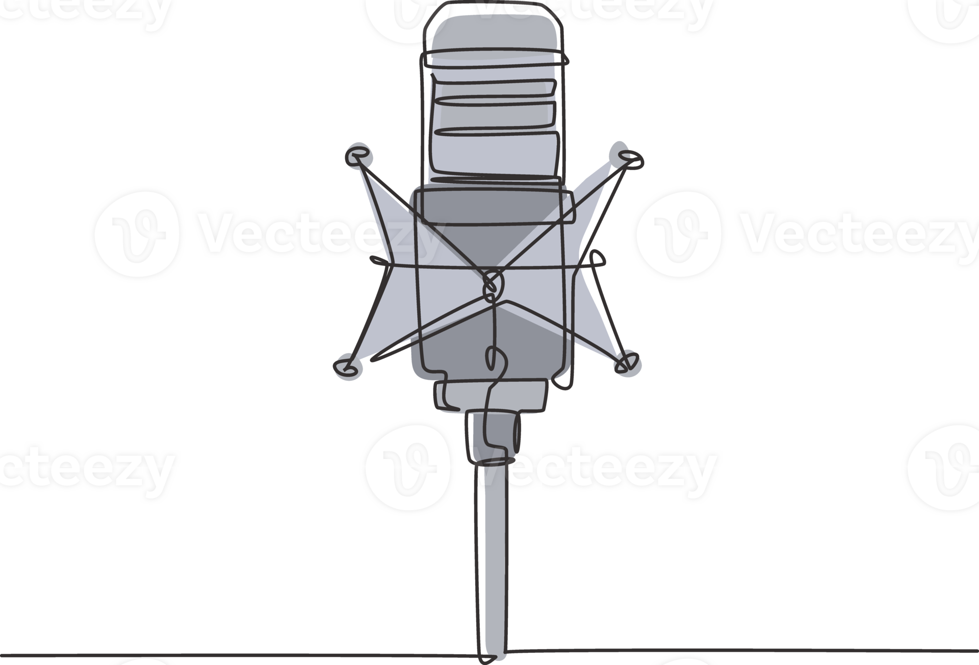 Single continuous line drawing professional studio microphone. Sound