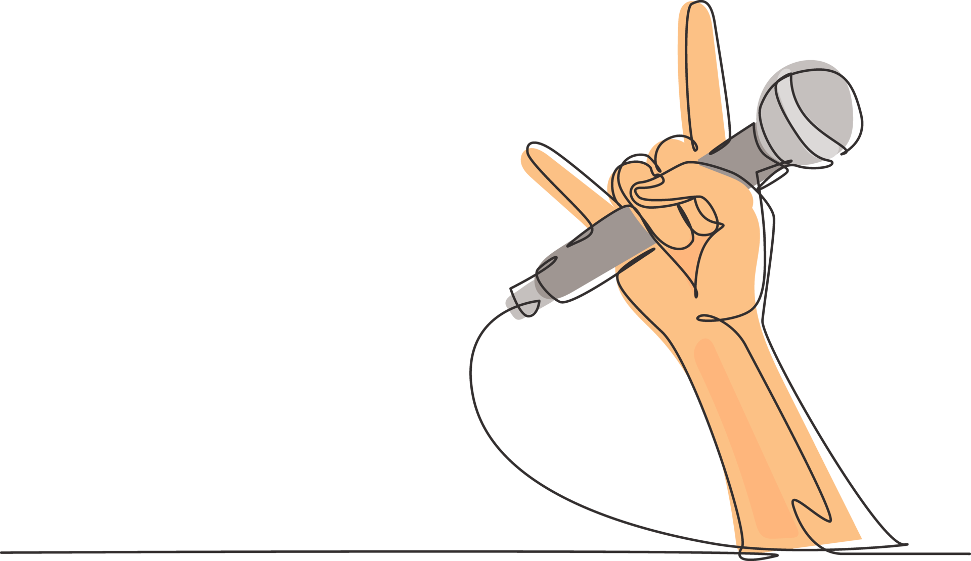 Single Continuous Line Drawing Rock Hand Gesture Holding Microphone single-continuous-line-drawing-rock-hand-gesture-holding-microphone