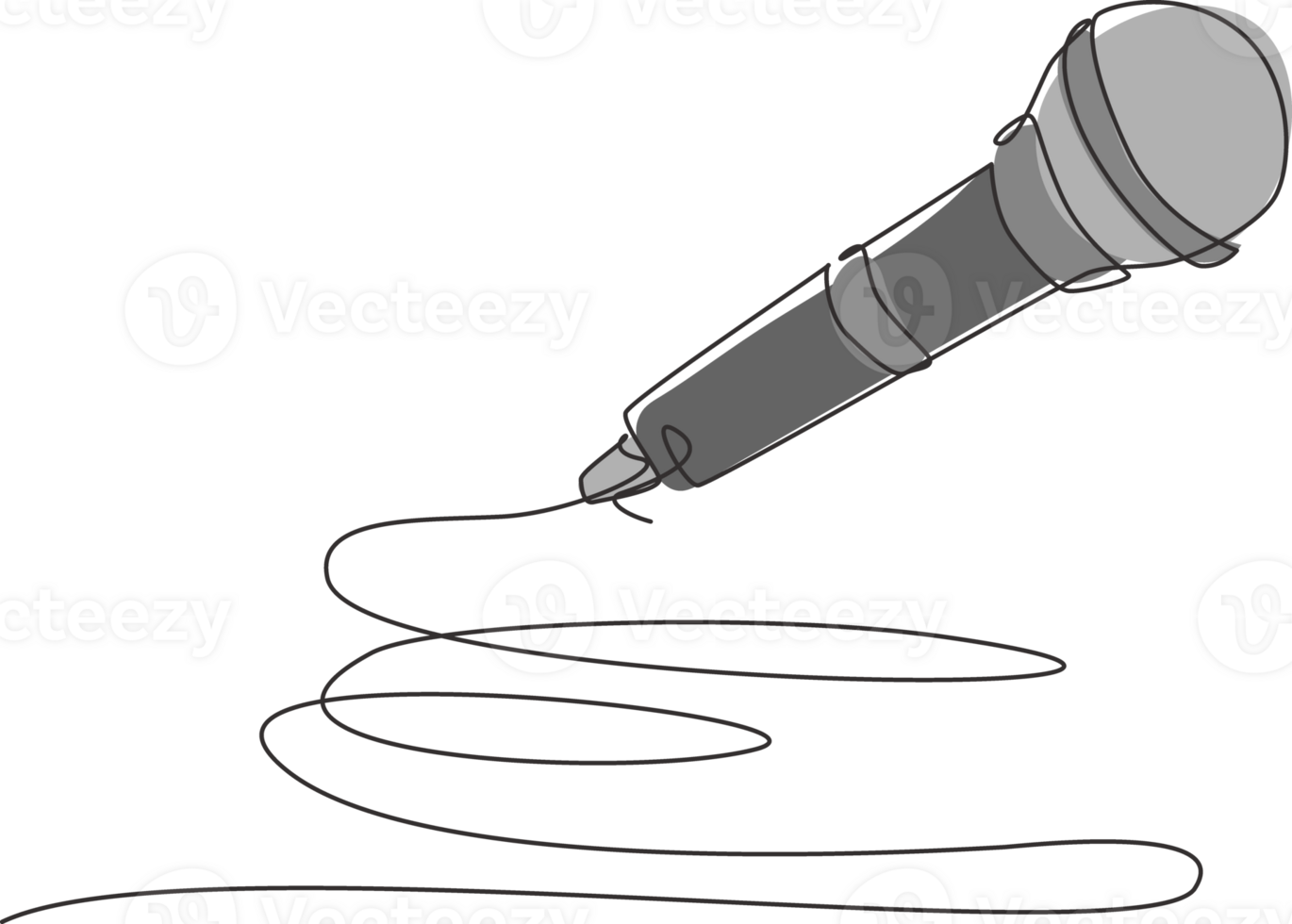 Single one line drawing microphone for karaoke. Illustration on white background. Mic equipment for sing a song at karaoke festival. Modern continuous line draw design graphic illustration png