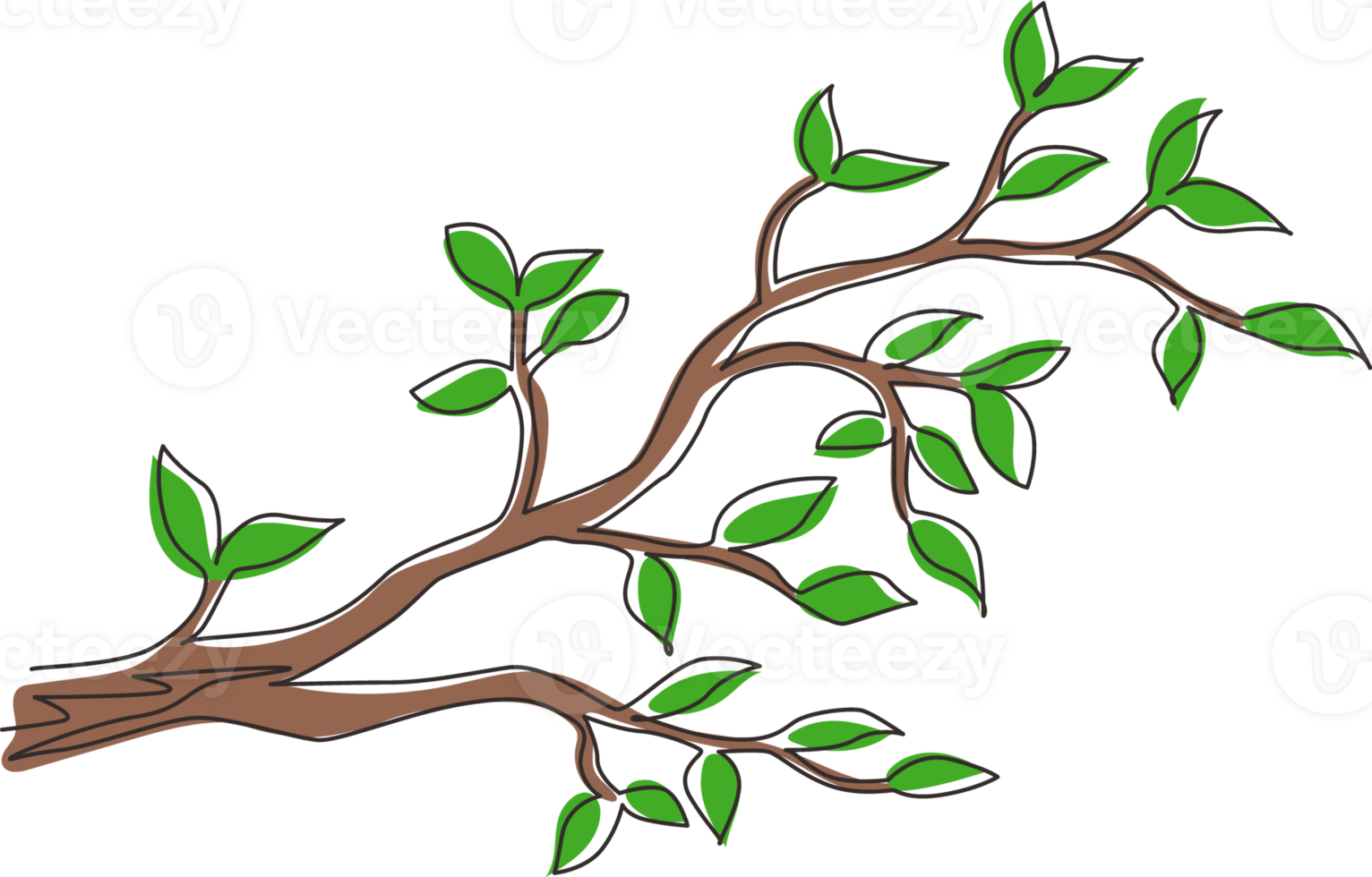 Single continuous line drawing leaf hanging from tree branch. Spring planting. Early seedlings grown from seeds. Agriculture. Earth day, ecology concept. Dynamic one line draw graphic design png